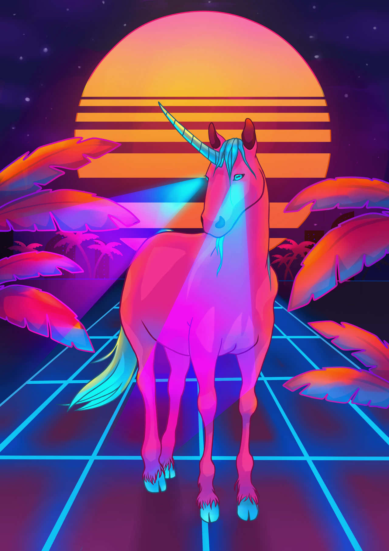 Retro Synthwave Unicorn