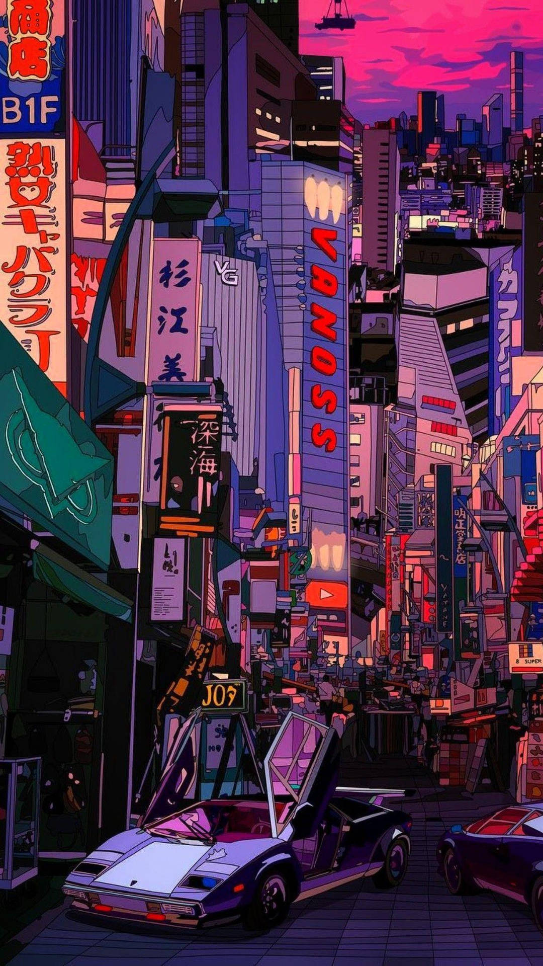 Retro Tokyo Aesthetic City Background