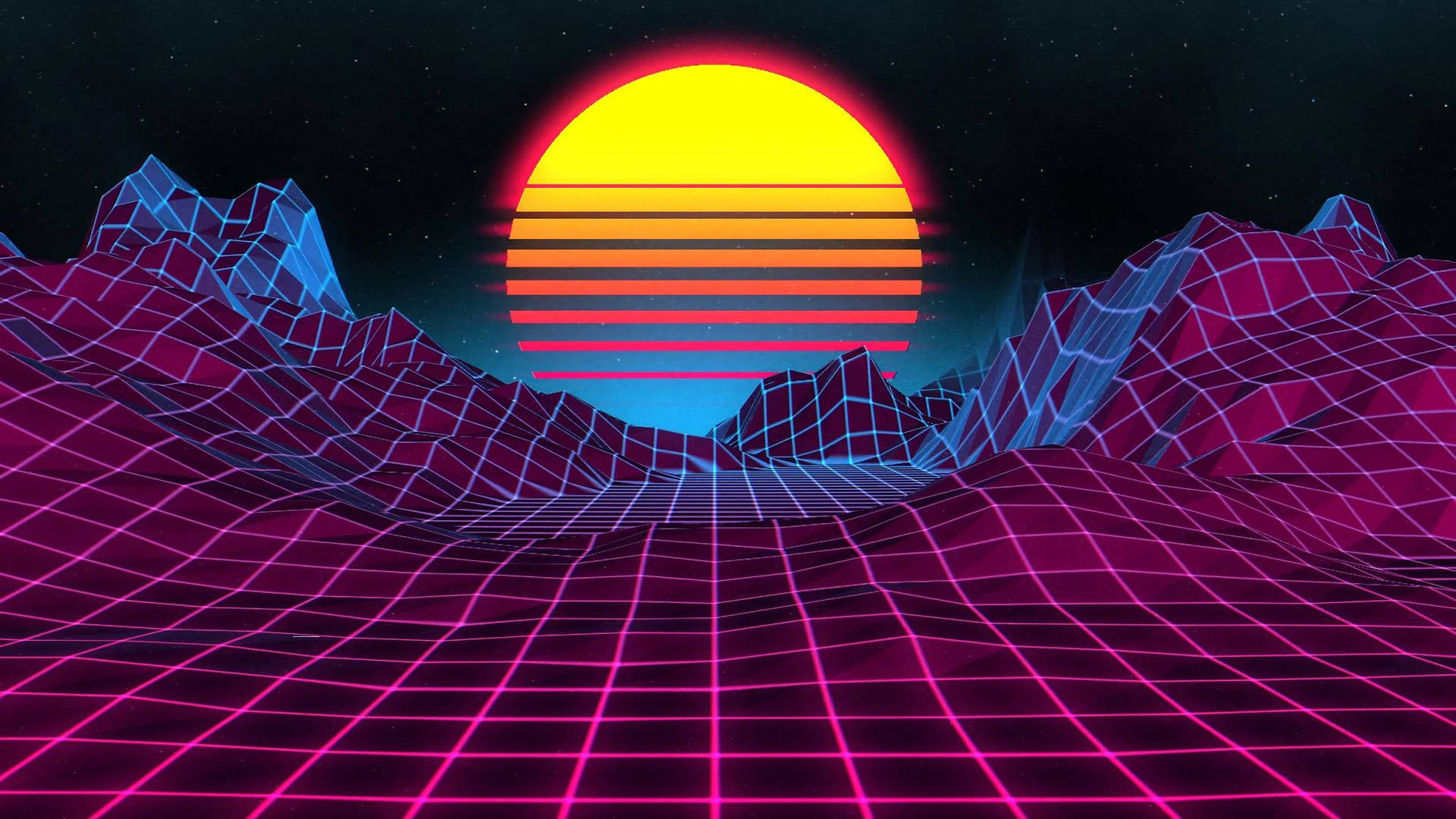 Retro Vapor Wave Digital Art Background