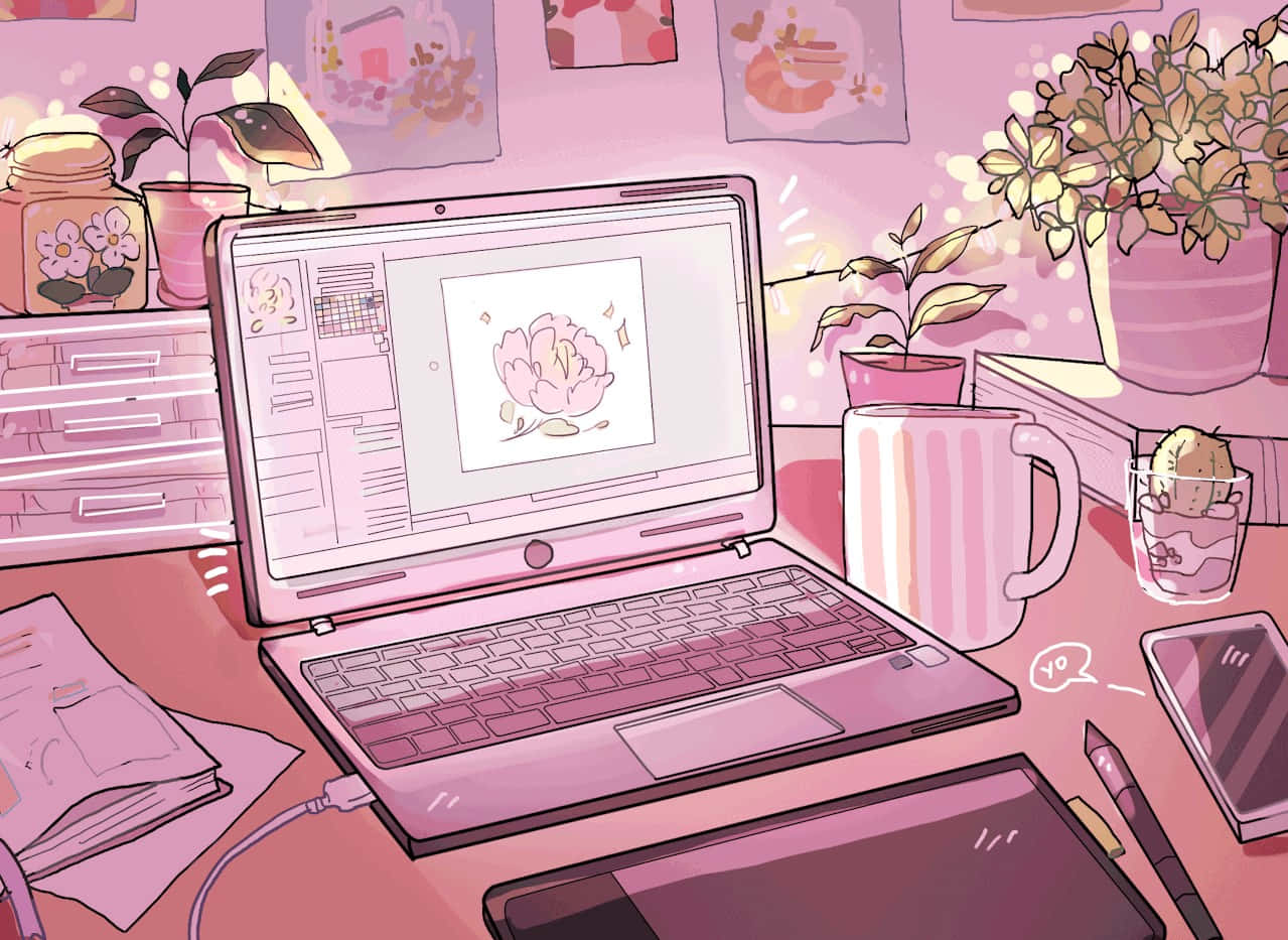 Retro Vibes: Step Into The 90s With This Pretty Pink Aesthetic Background