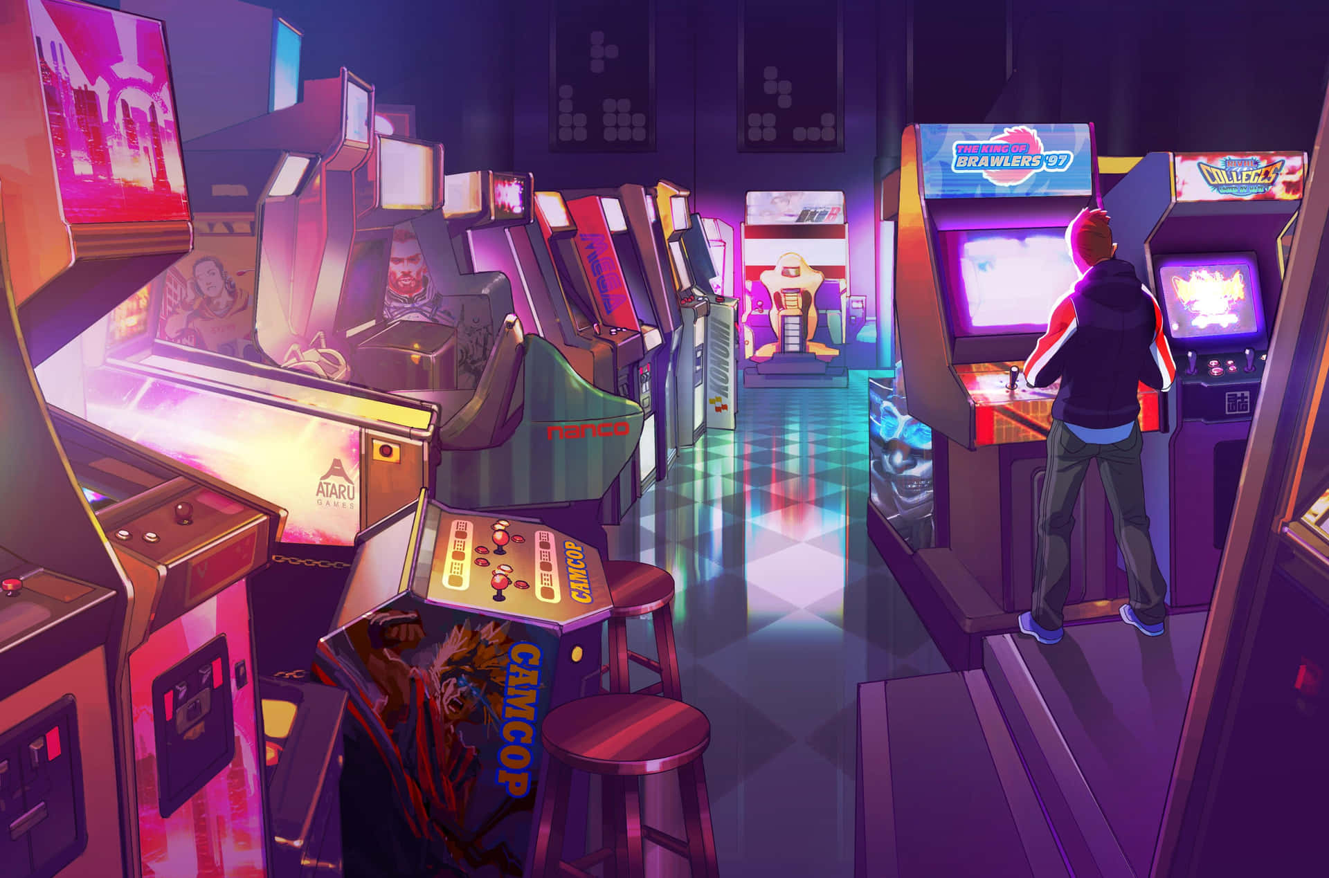 Retro Video Game Arcade House 80s Aesthetic Digital Art