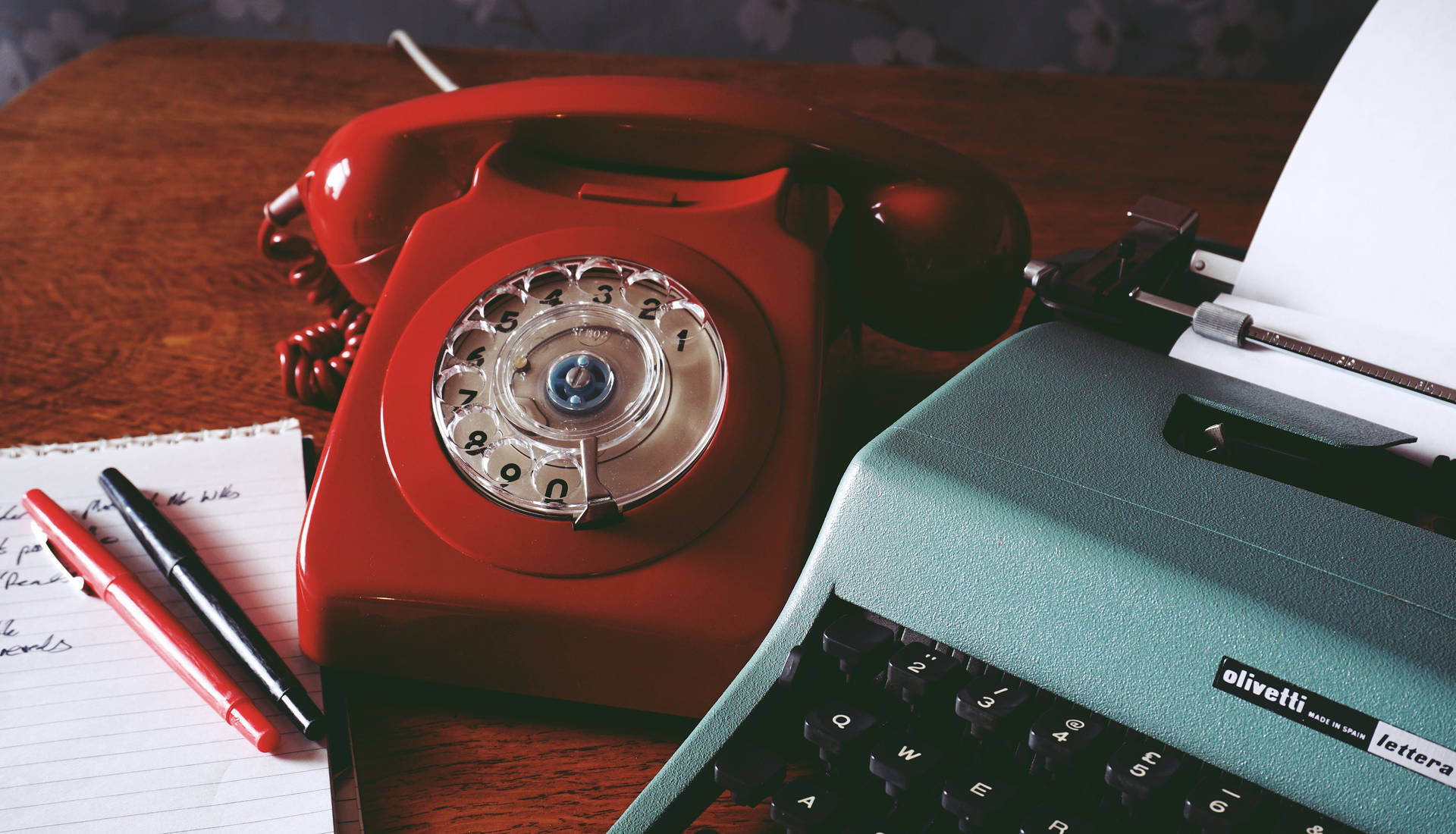 Retro Vintage Telephone And Typewriter Background