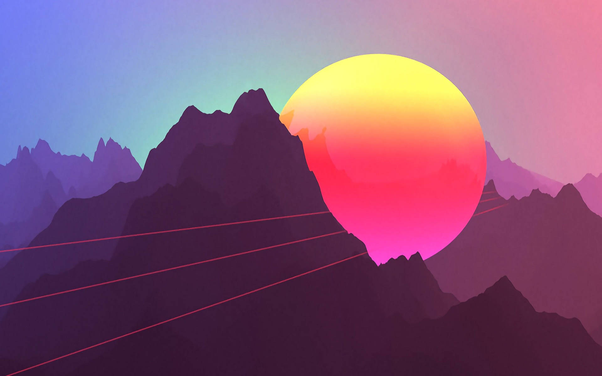 Retro Wave Macbook Sunset Background
