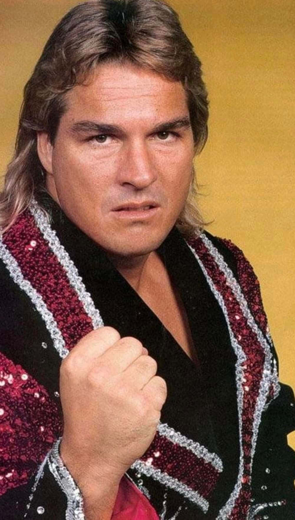Retro Wrestlerin Redand Black Jacket Background