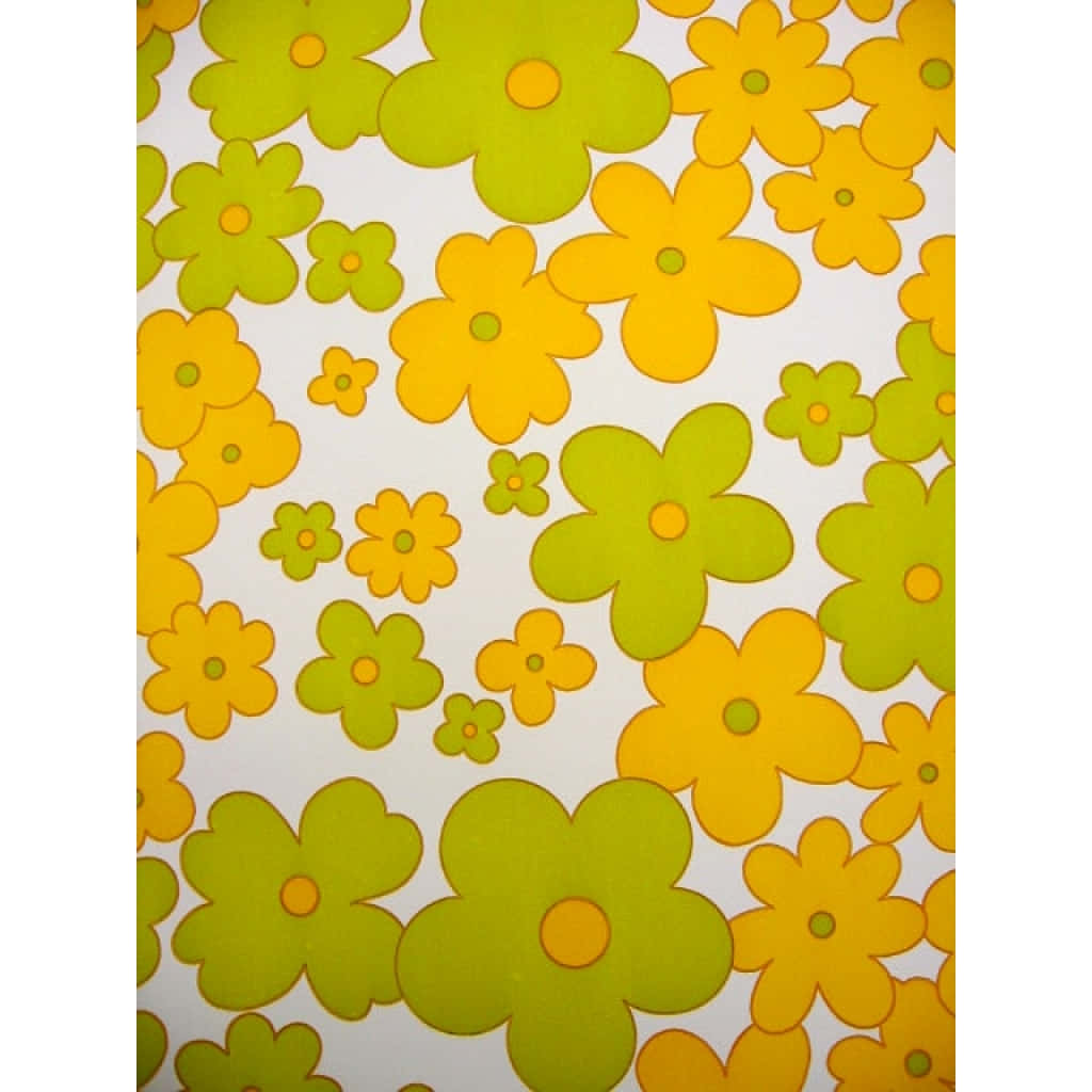 Retro Yellow Green Floral Pattern Background