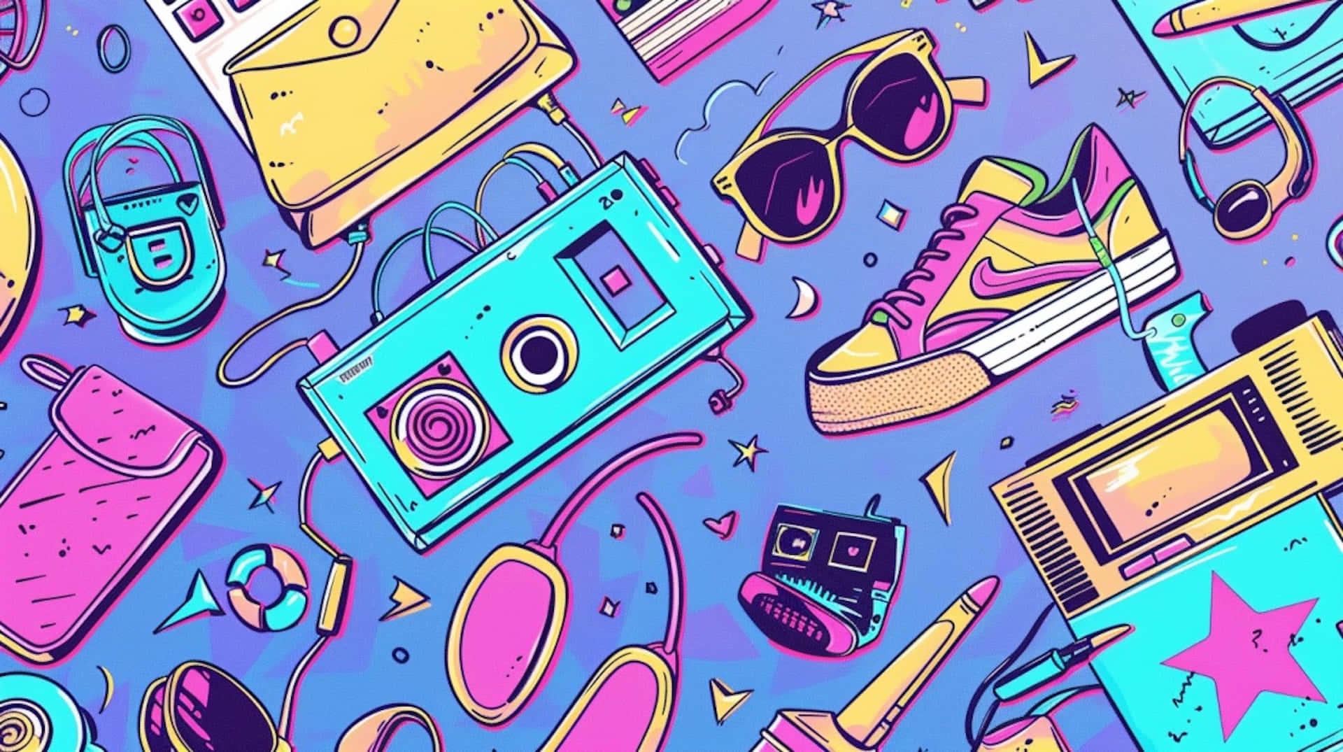 Retro00s Pop Culture Items Background