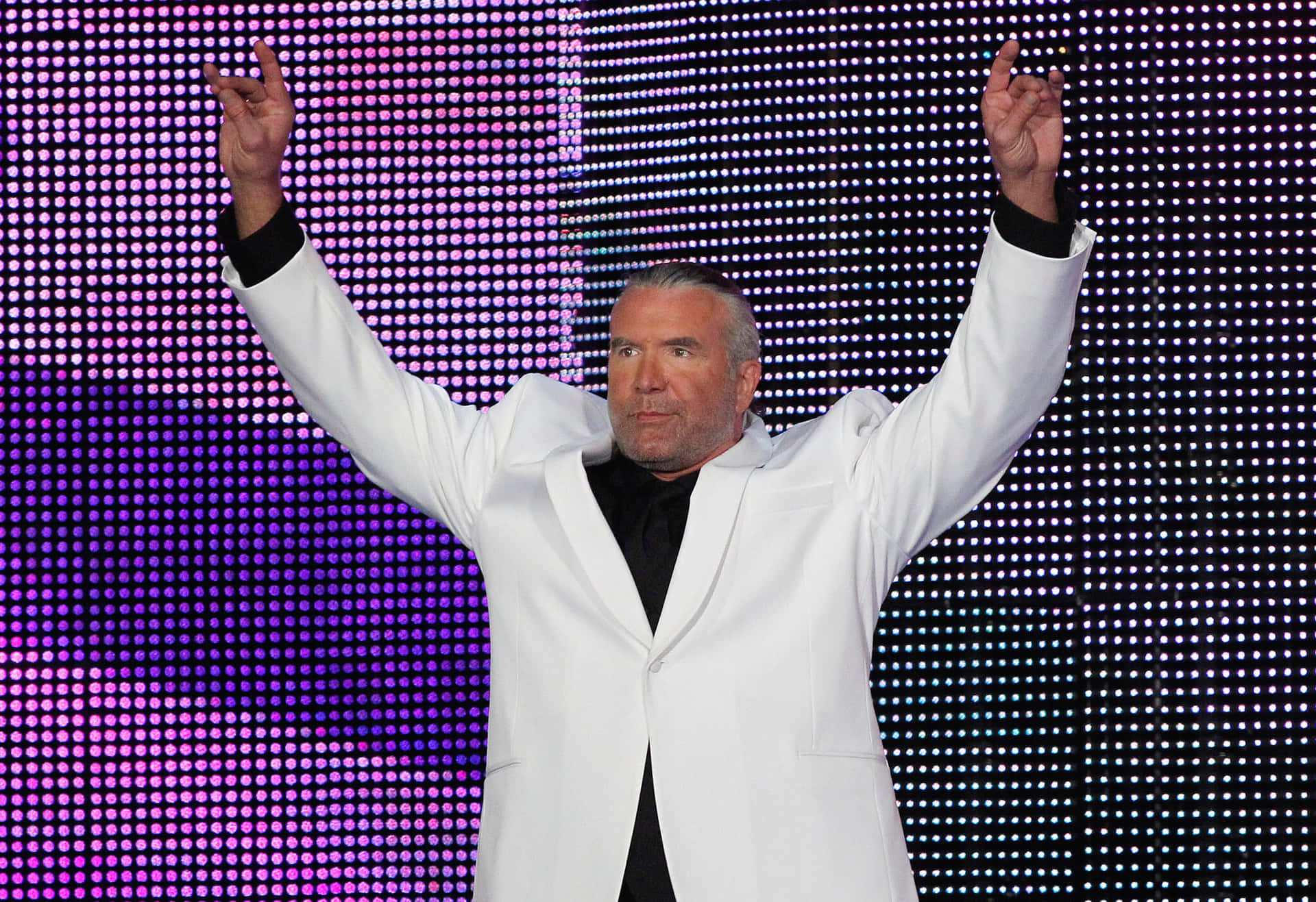Retrospective Portrait Of Wwe Hall Of Famer Scott Hall Background