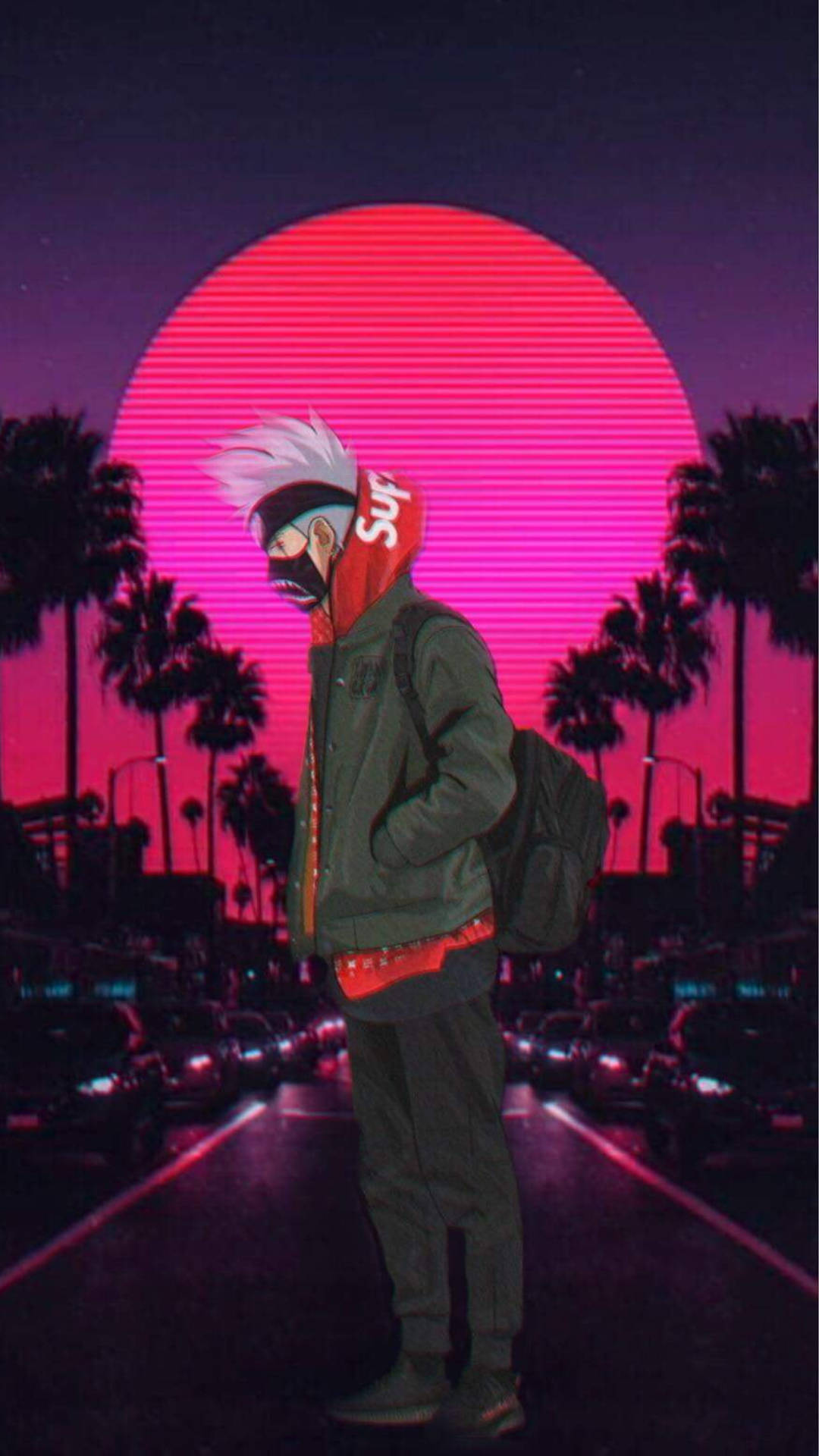 Retrowave Aesthetic Of Kakashi Hatake Supreme