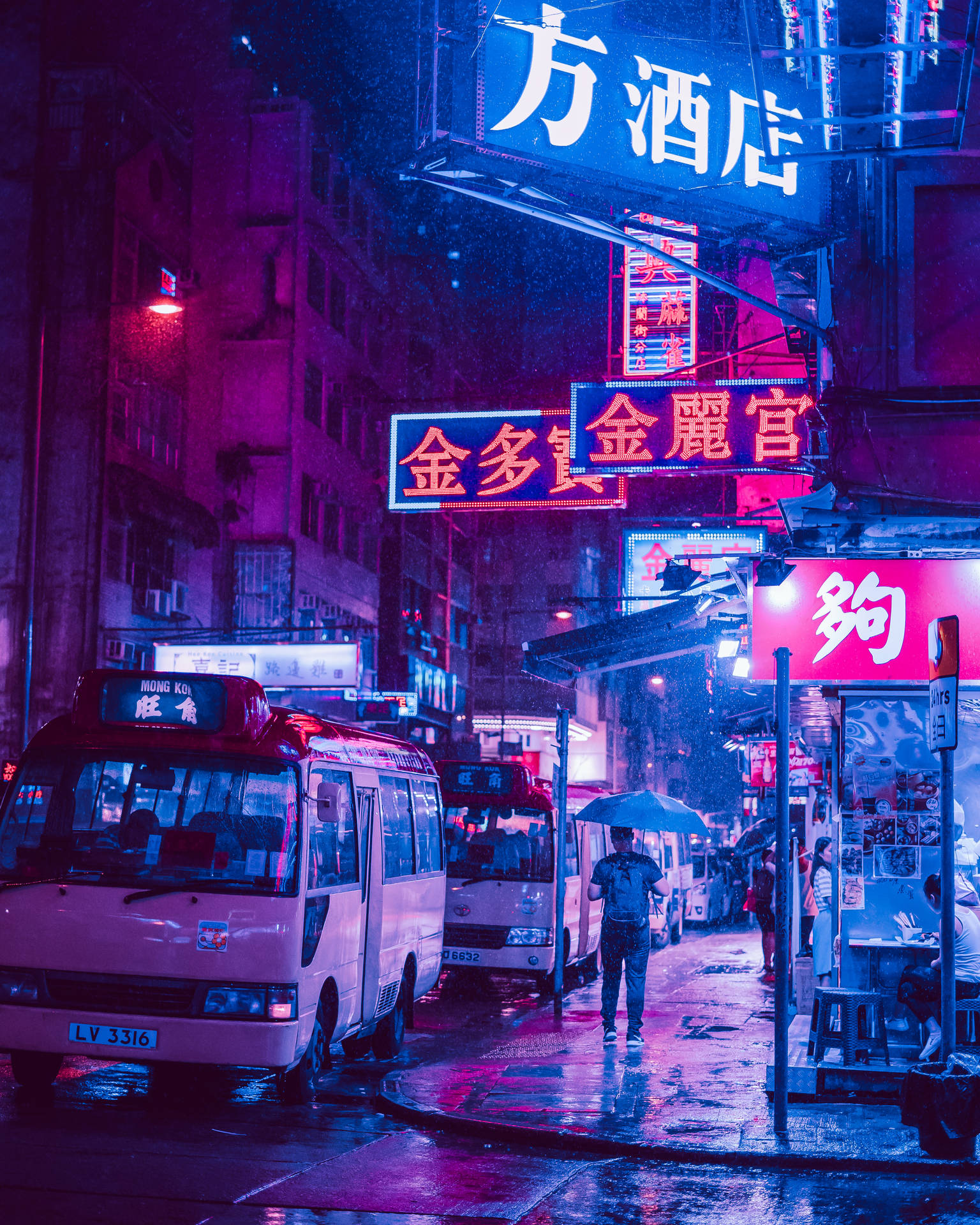 Retrowave City Street Lights Background