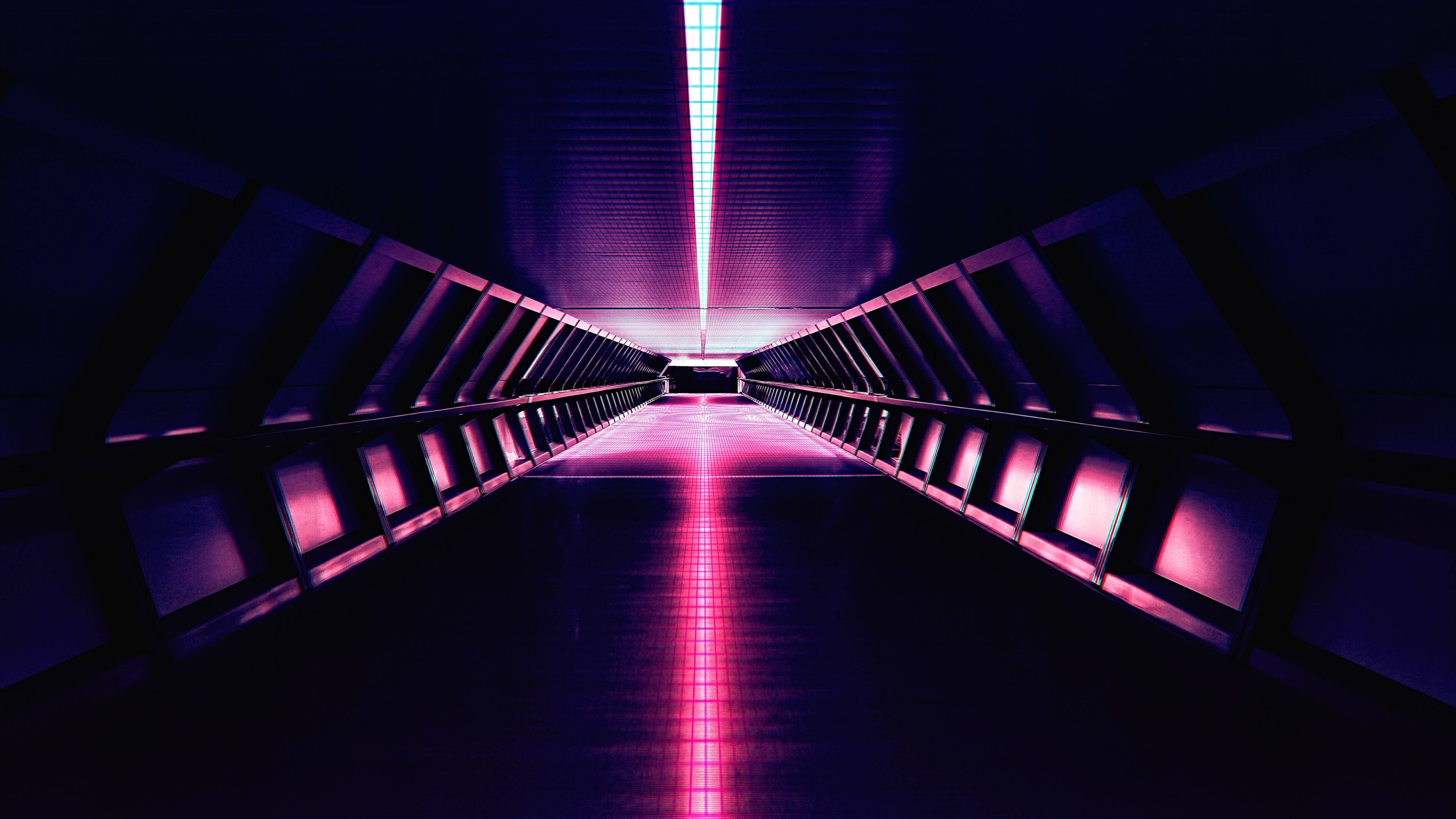 Retrowave Futuristic Pink Hallway 4k