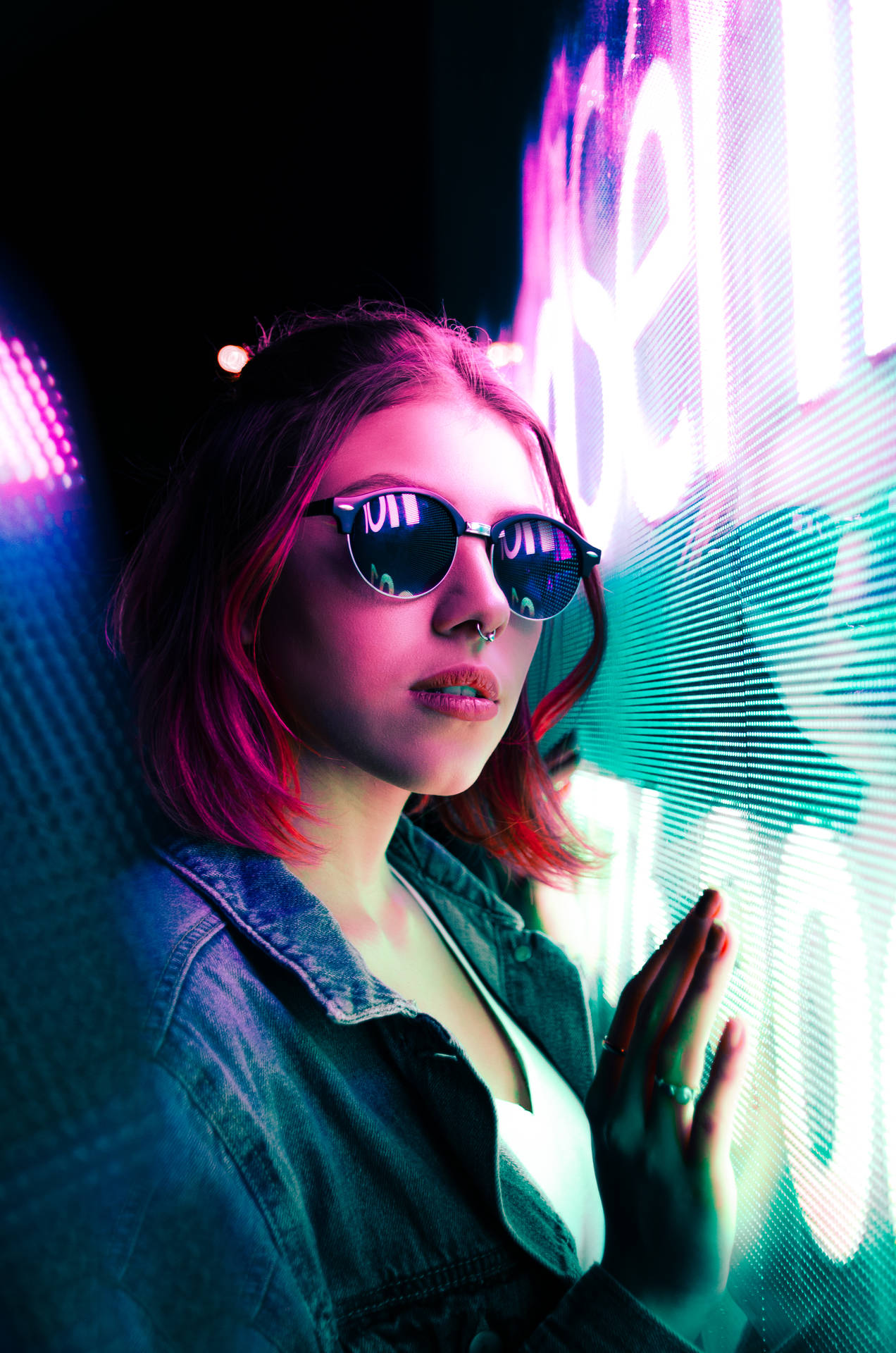 Retrowave Girl In Sunglasses Background
