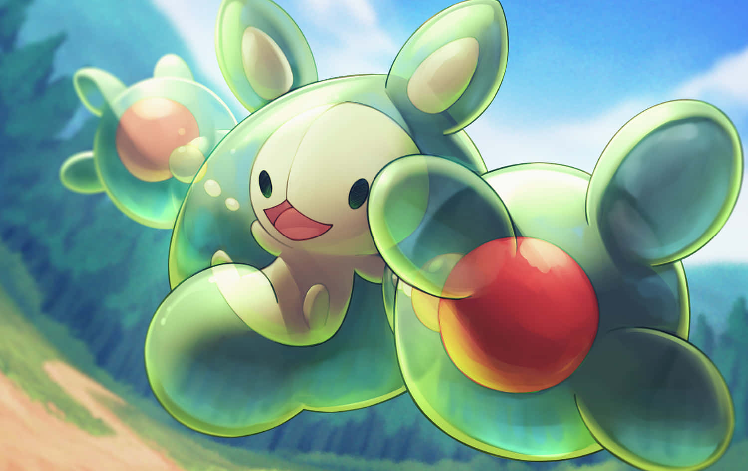 Reuniclus Outside Forest Background