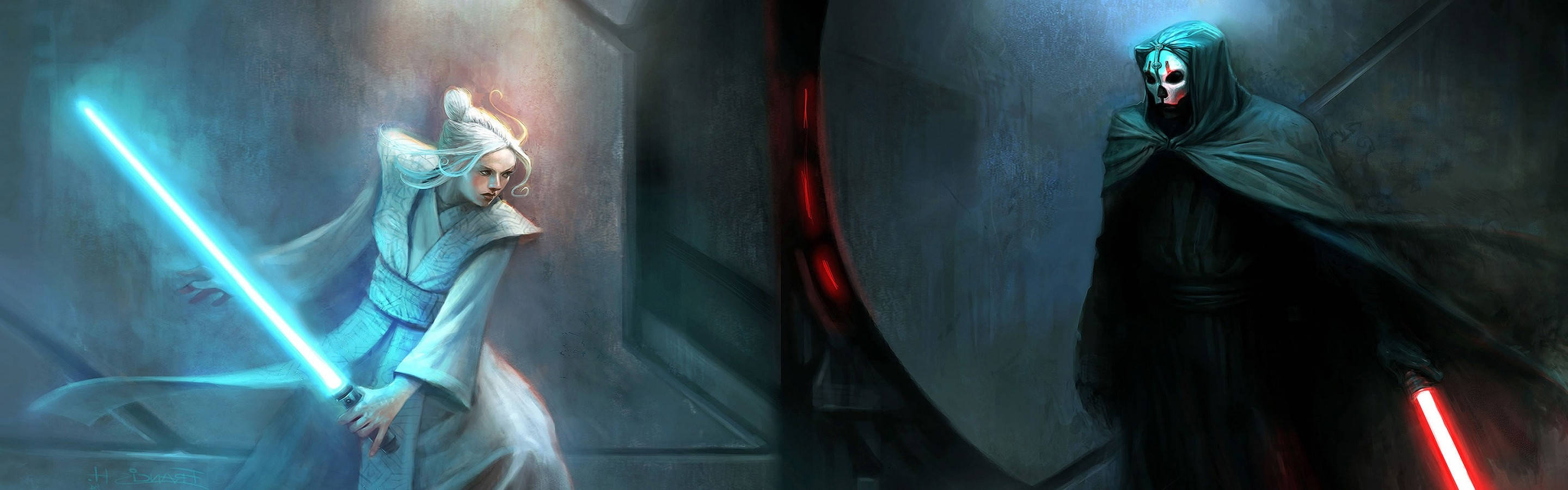 Revan Vs. Exiles: A Battle Of Light & Shadow Background