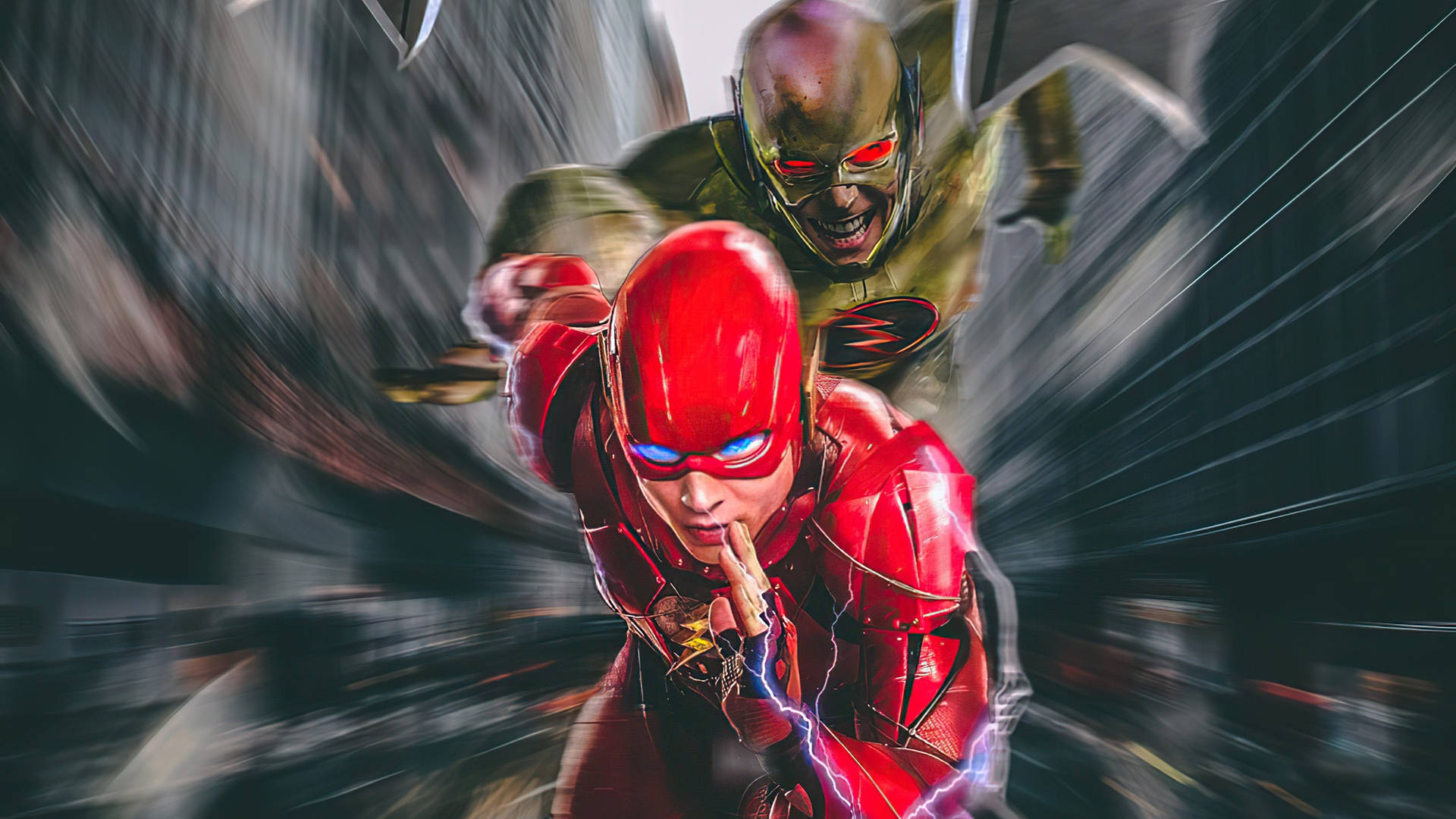 Reverse Flash Chasing The Flash Movie Background