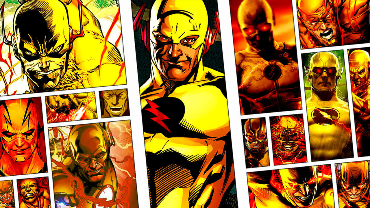 Reverse Flash Comic Collage Background