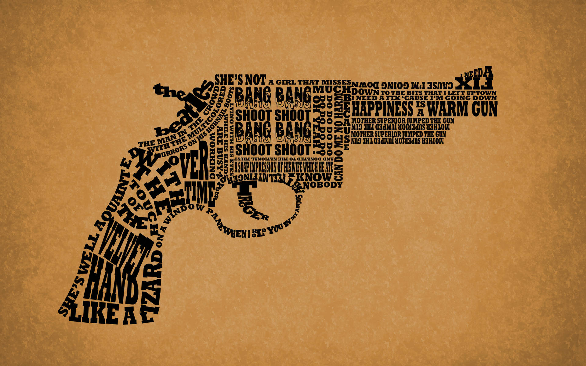Revolver Gun Typography Art