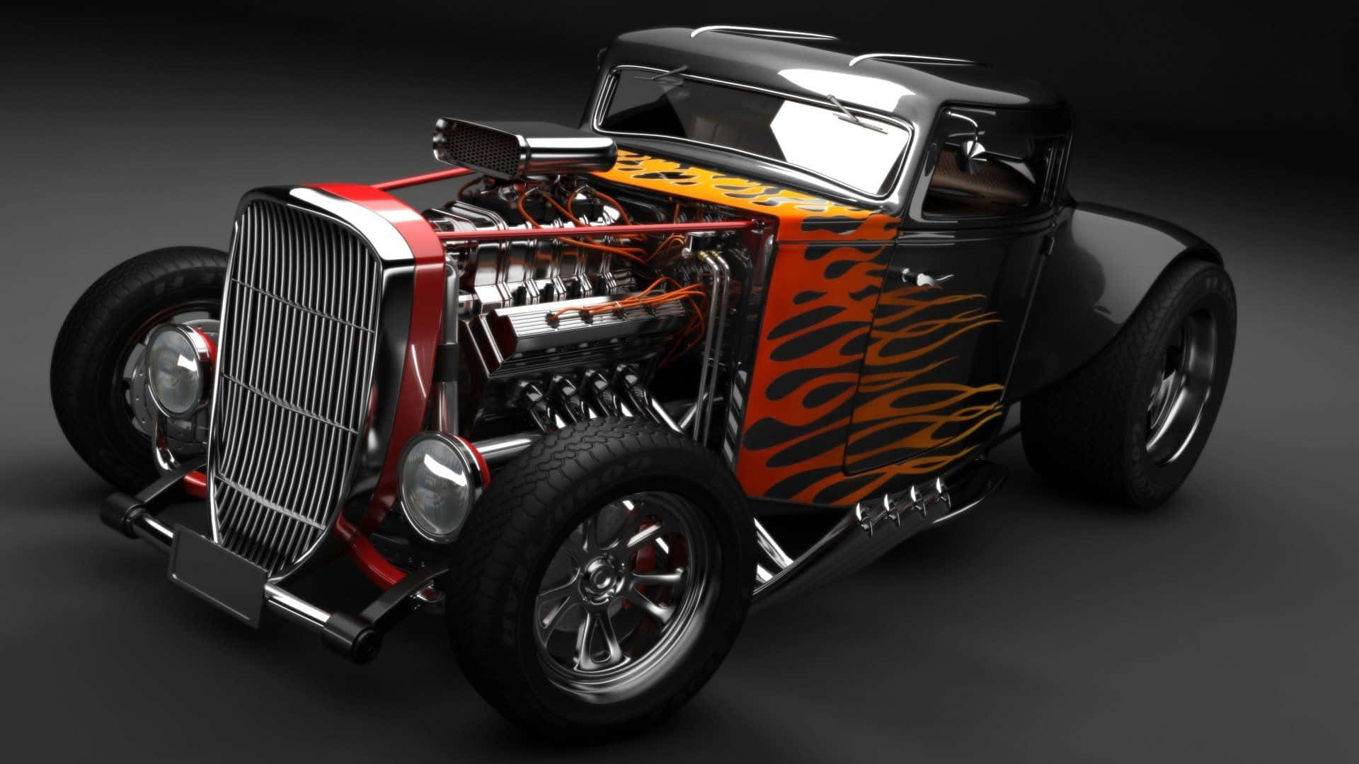 Revving Up And Ready To Go: Cruise In Style In A Hot Rod Background