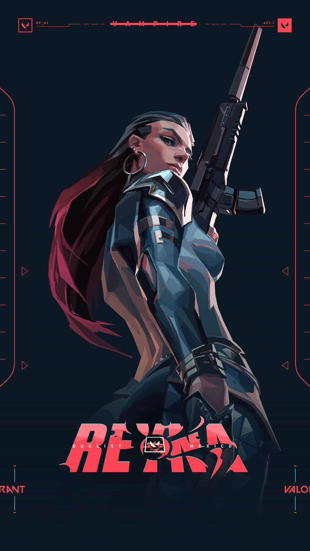 Rexa - A Female Character Holding A Gun Background