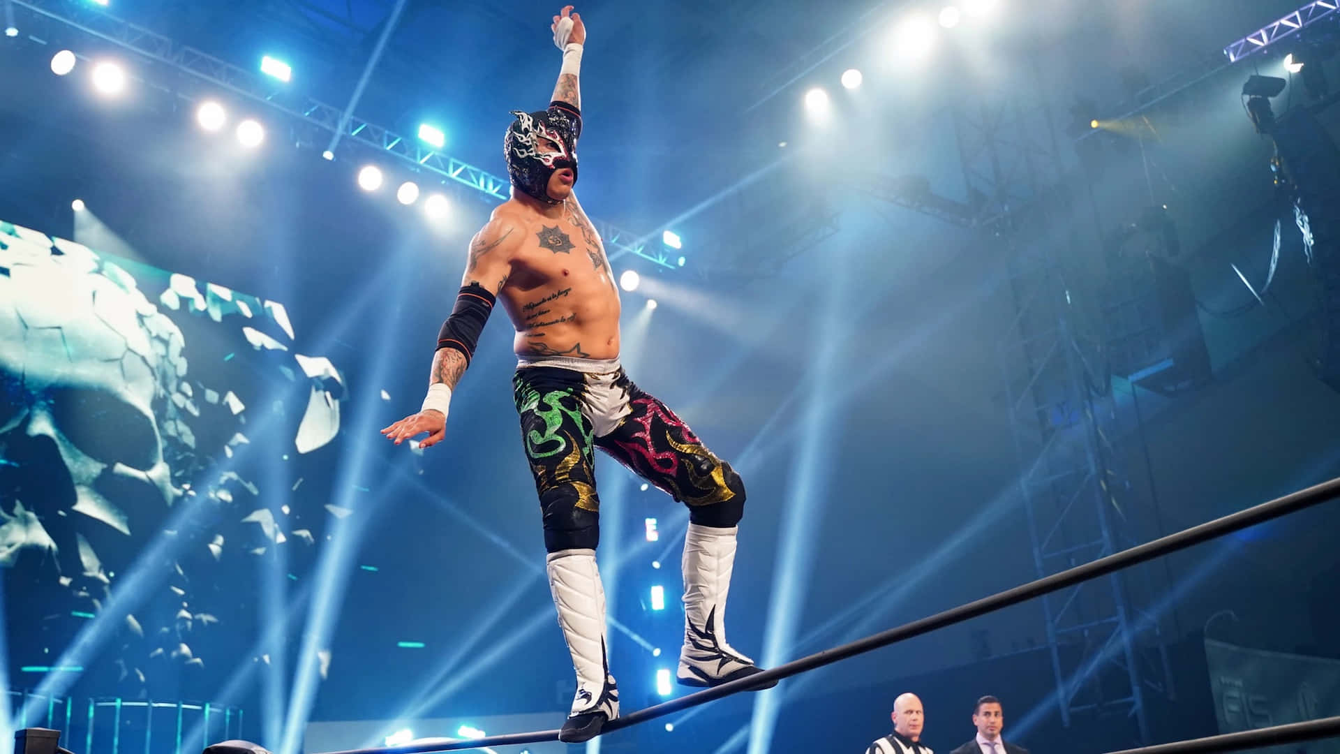 Rey Fenix Balancing On The Ring Background