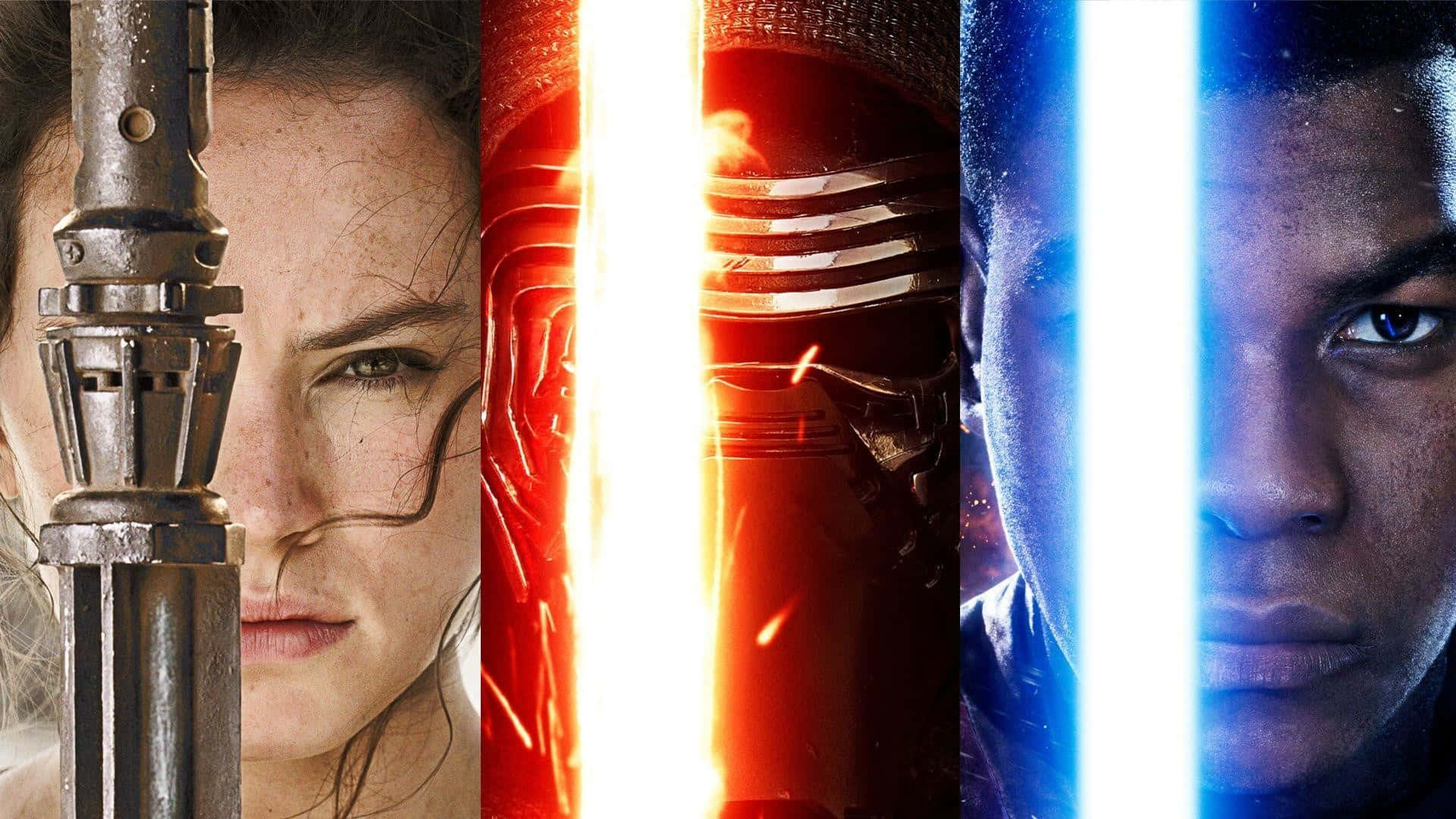 Rey From Star Wars - A Blaster And Her Glowing Lightsaber Ready Background