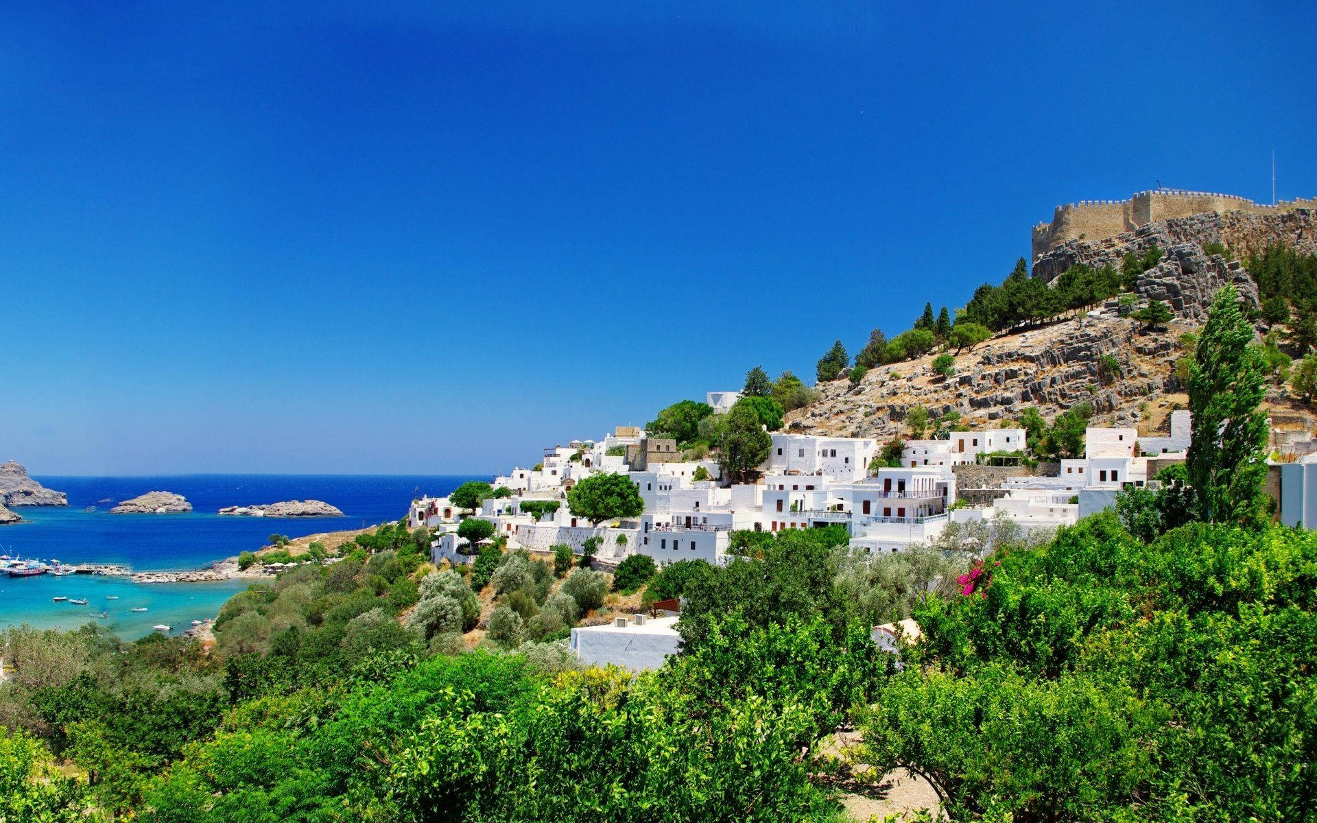 Rhodes Hill White Buildings Background