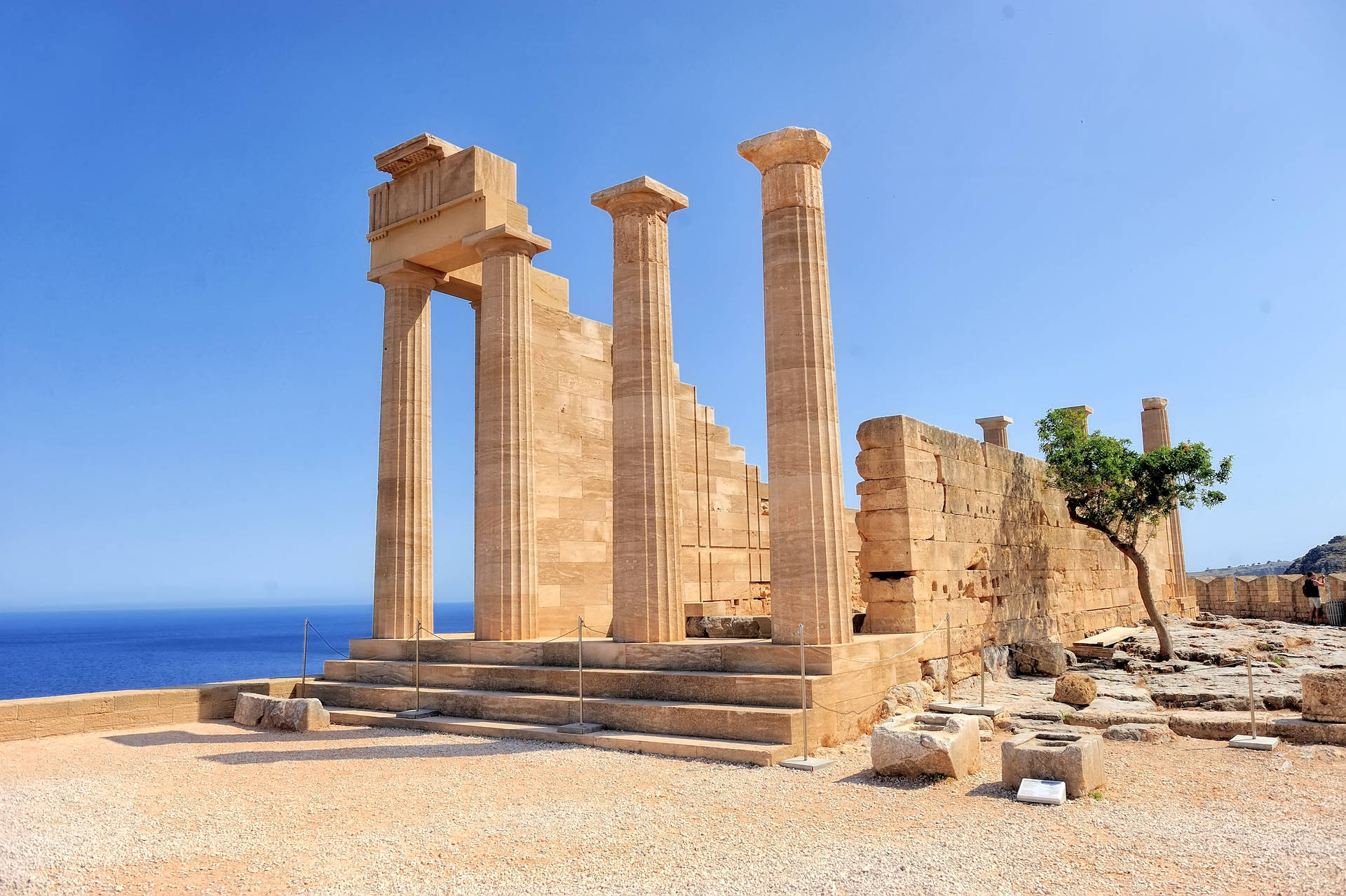 Rhodes Lindos Temple Ruins Background