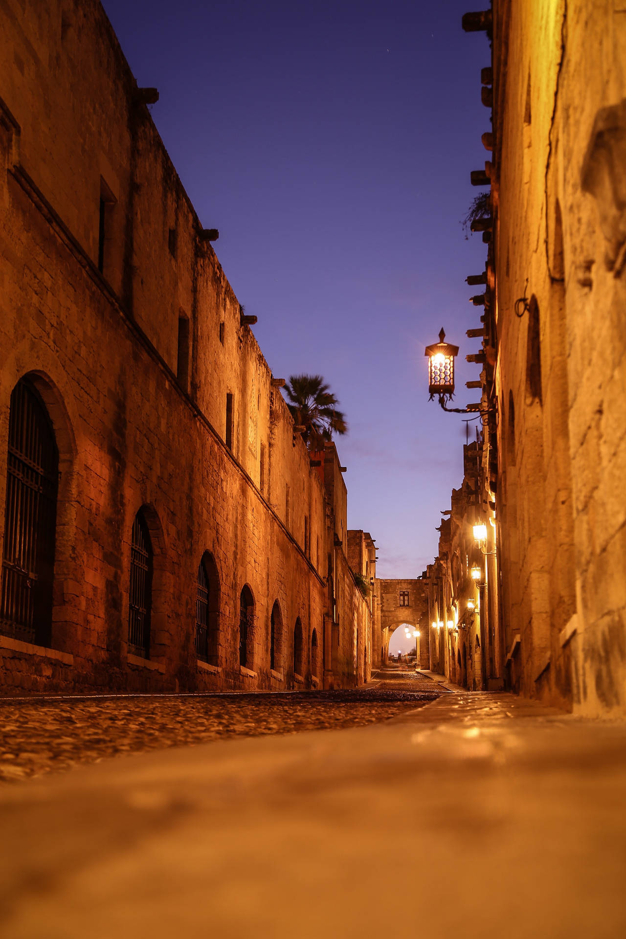 Rhodes Town Evening Street Background