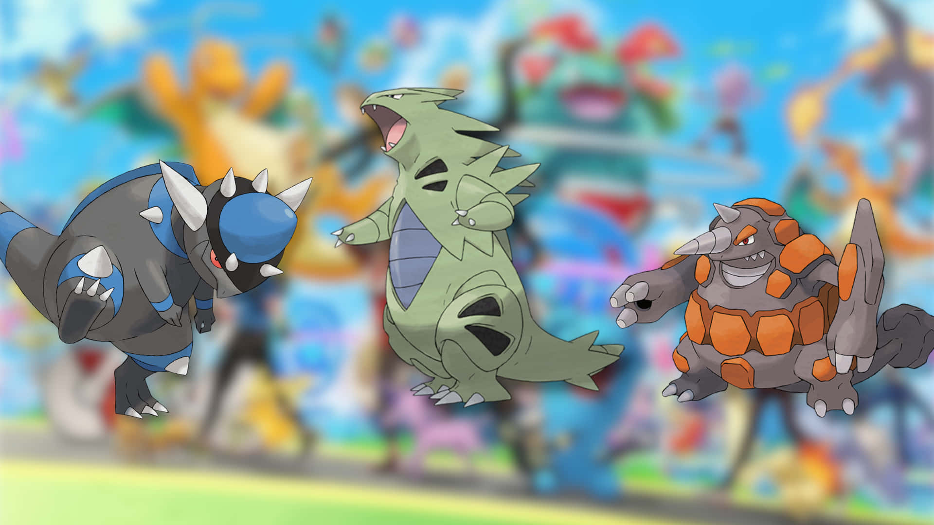 Rhyperior And Rock Type Background