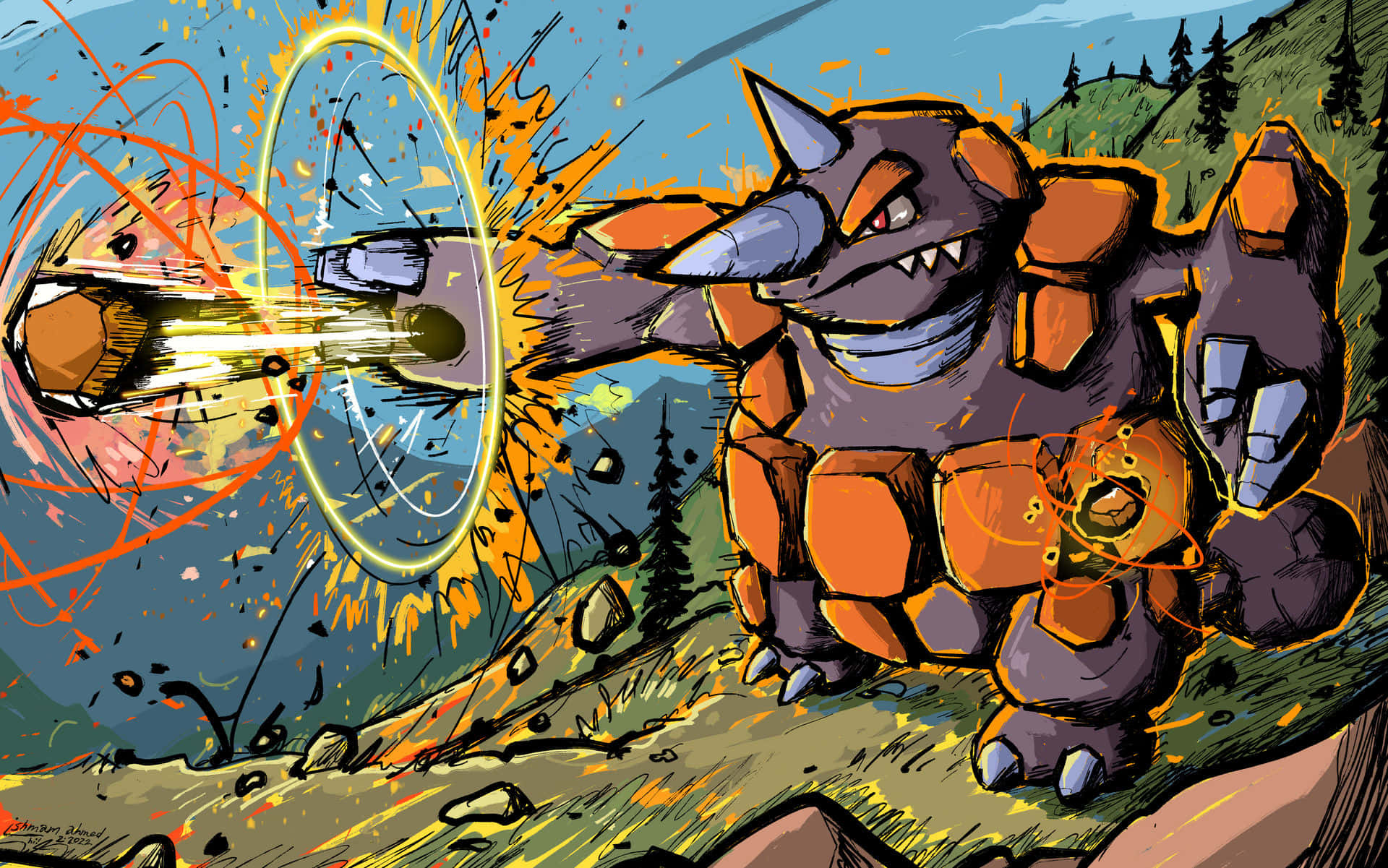 Rhyperior Illustration Background