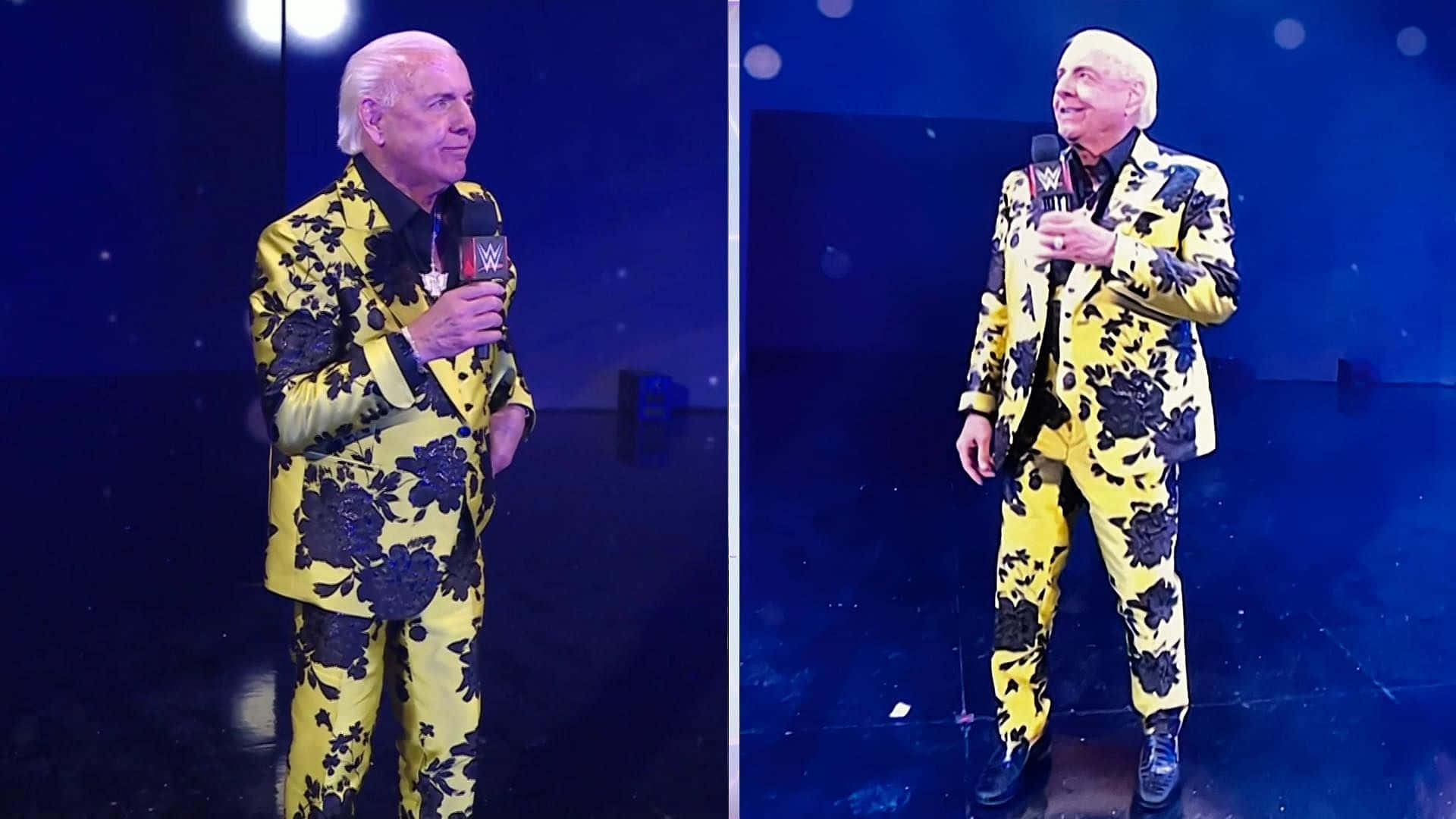 Ric Flair Black And Yellow Printed Suit Background