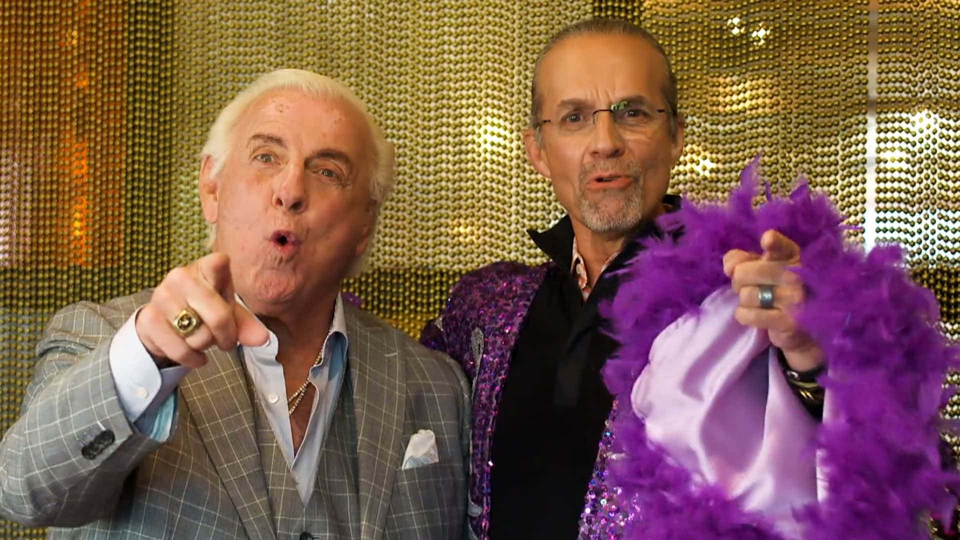 Ric Flair With Kyle Petty Of Dinner Drive 2021 Background