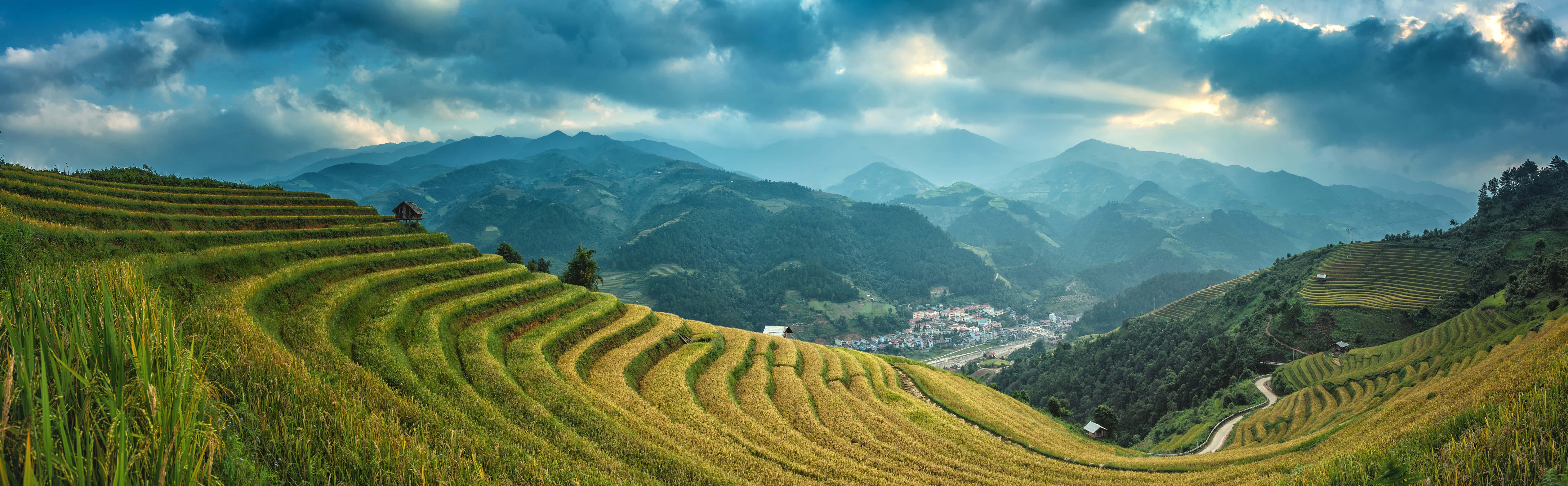 Rice Terraces Ultra Hd Dual Monitor - Wallpaper