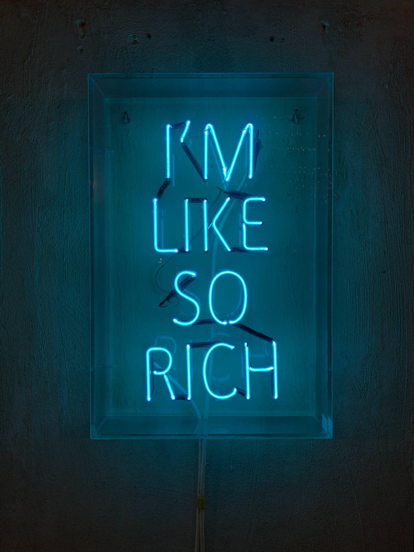 Rich Quote On Neon Blue Iphone Background