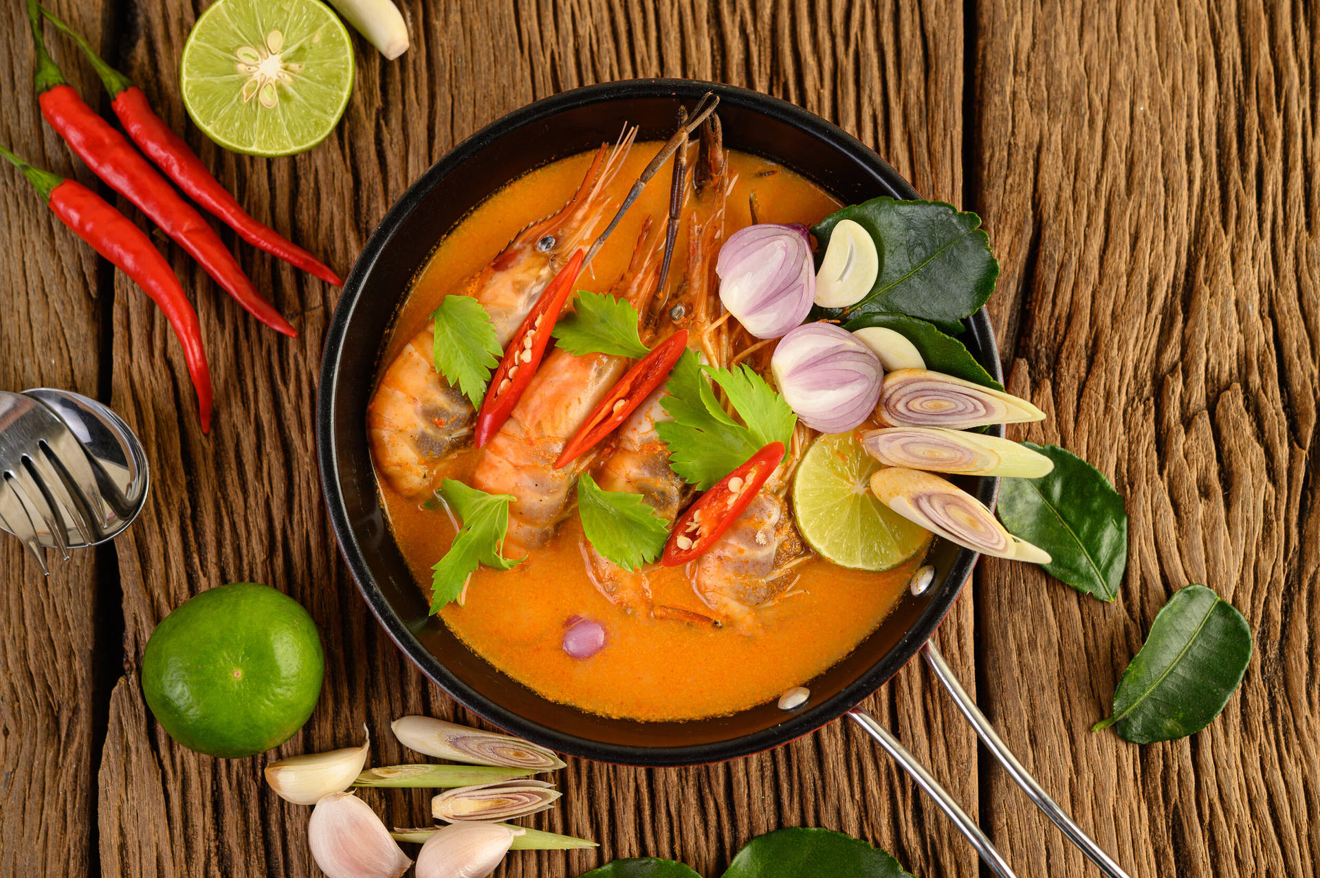 Rich Spicy Tom Yum Soup Background