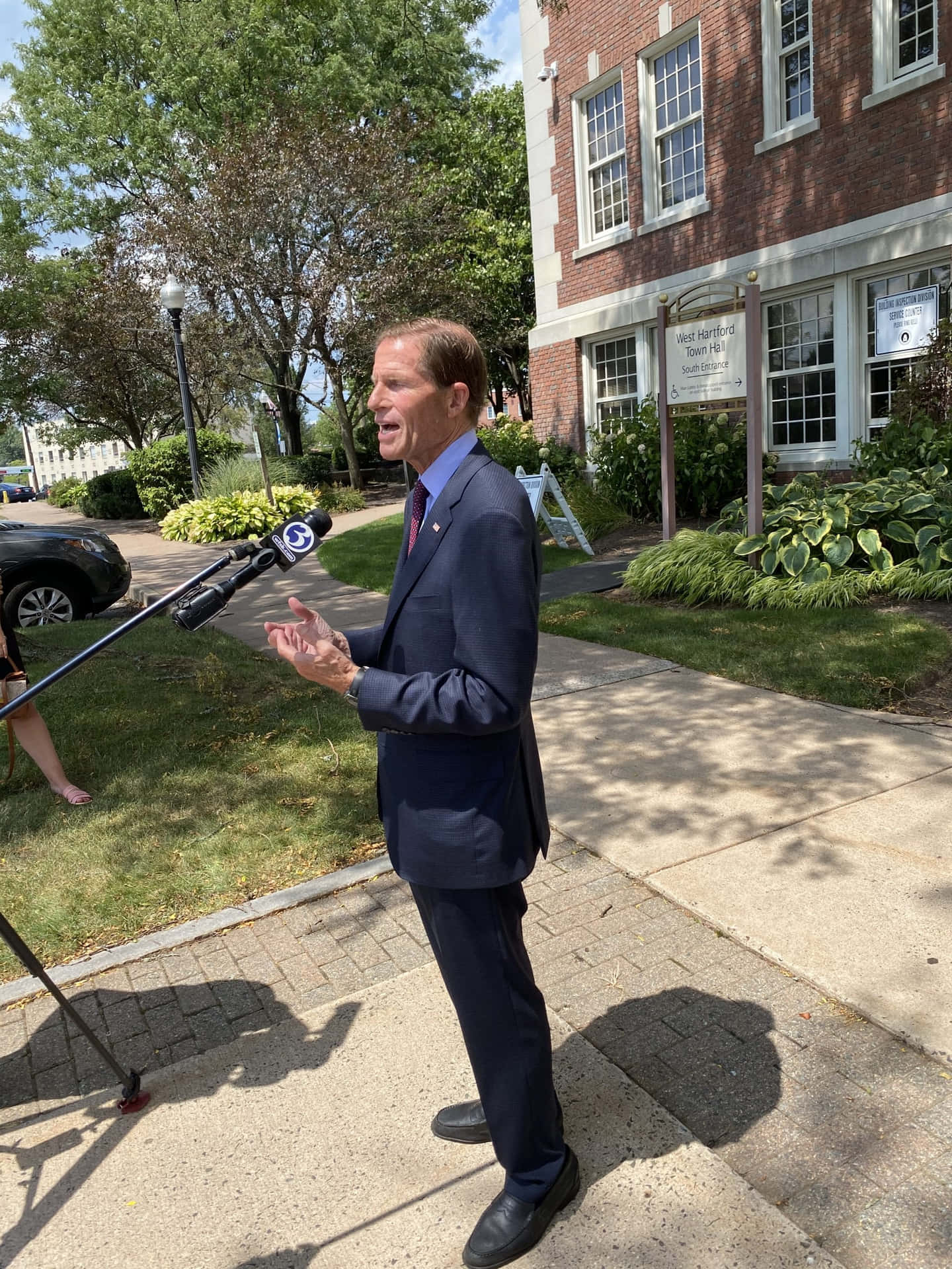 Richard Blumenthal Expressing His Views Outside.
