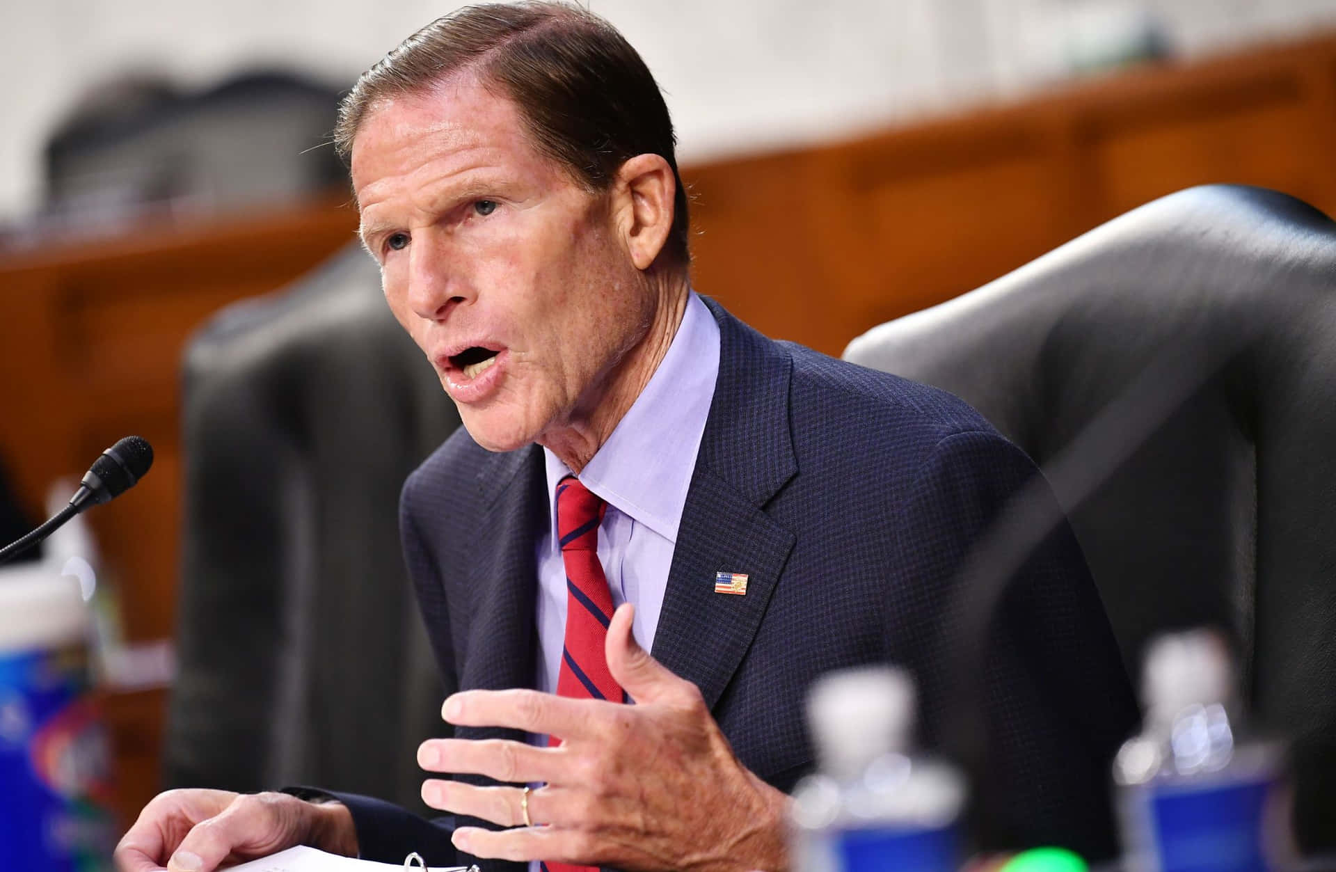 Richard Blumenthal Speaking Into A Microphone Desktop Background