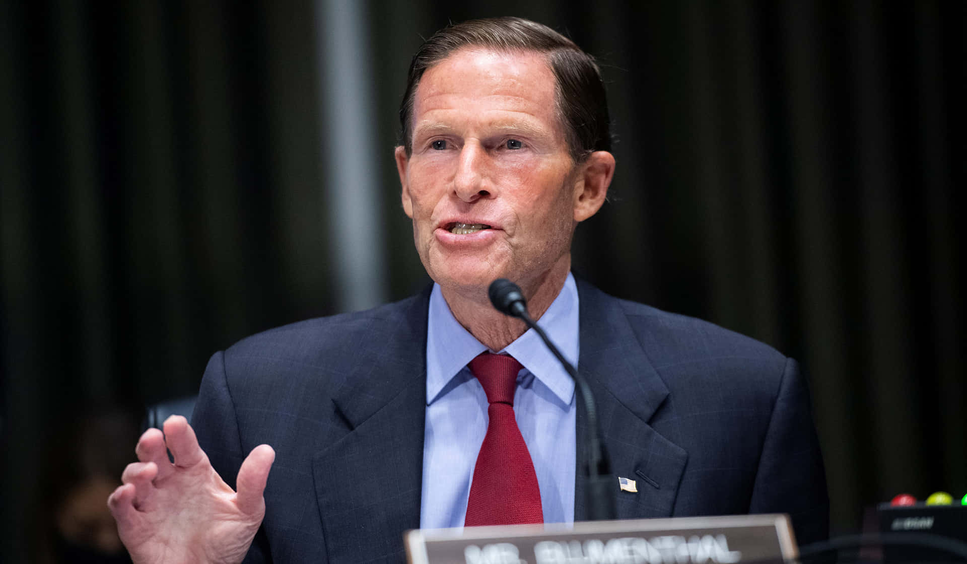 Richard Blumenthal Speaking Into A Microphone Desktop Background