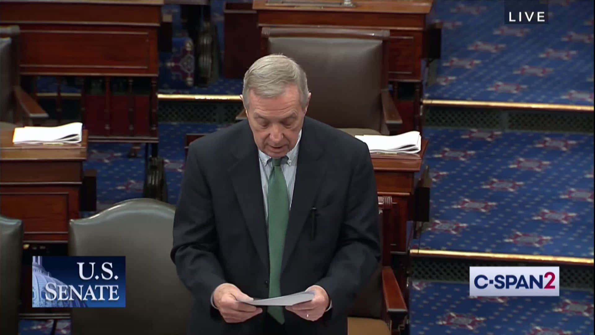 Richard Durbin Speaking At The Senate Background
