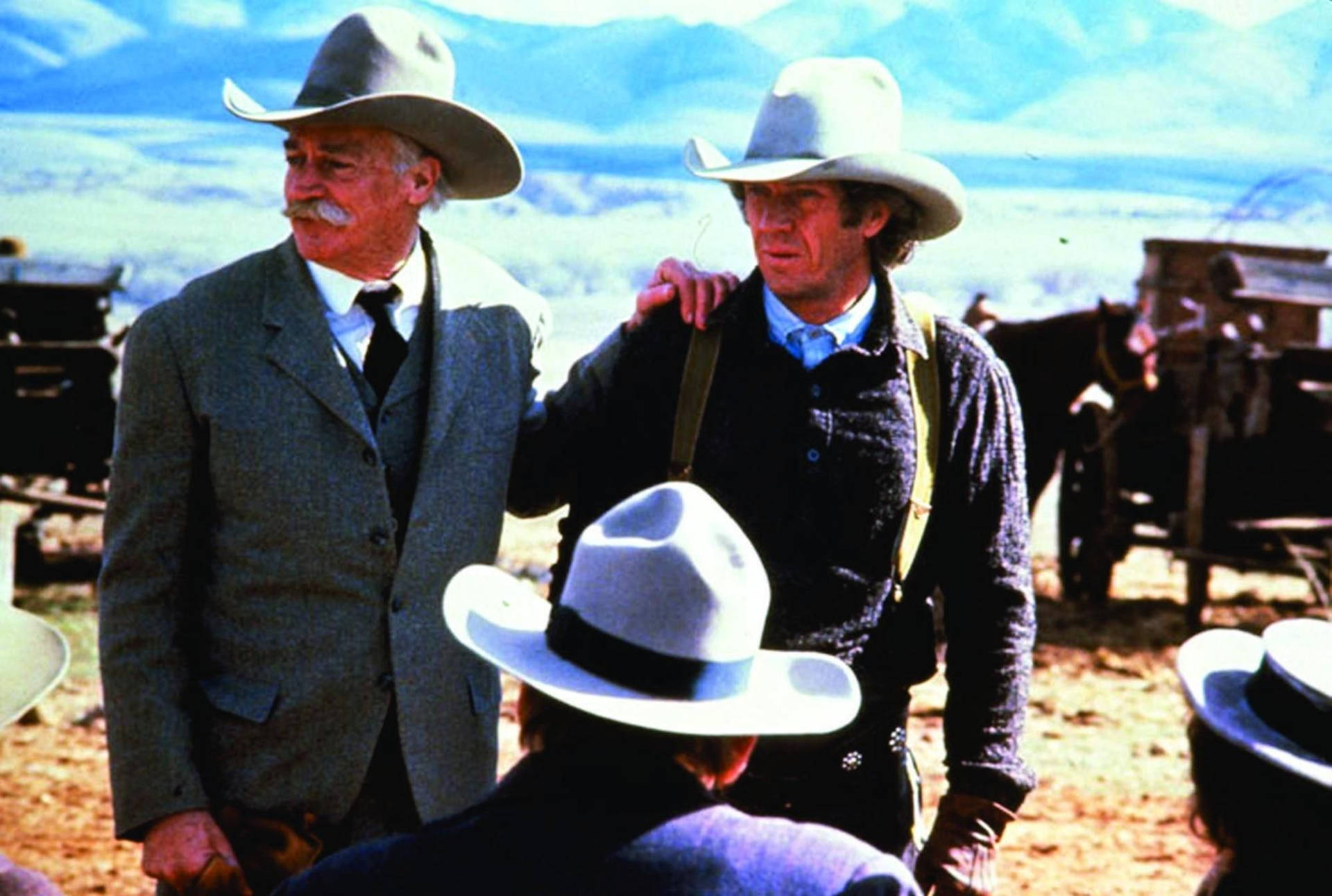 Richard Farnsworth In Cowboy Hat And Suit Background