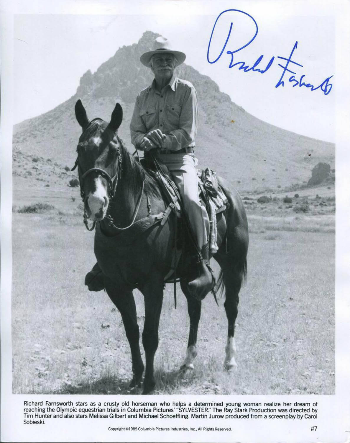 Richard Farnsworth Riding Horse Cowboy Black And White