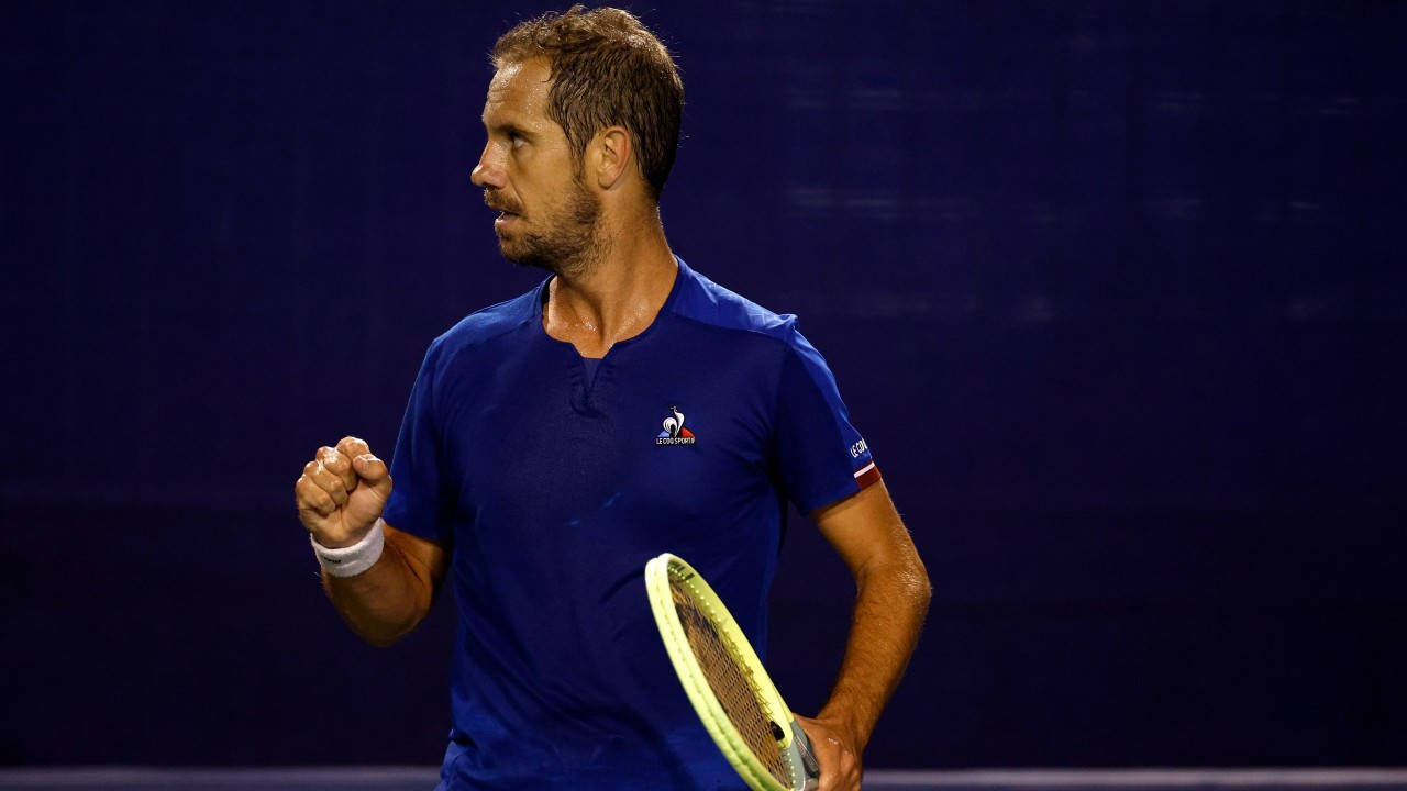 Richard Gasquet Doing Fist Pump Background