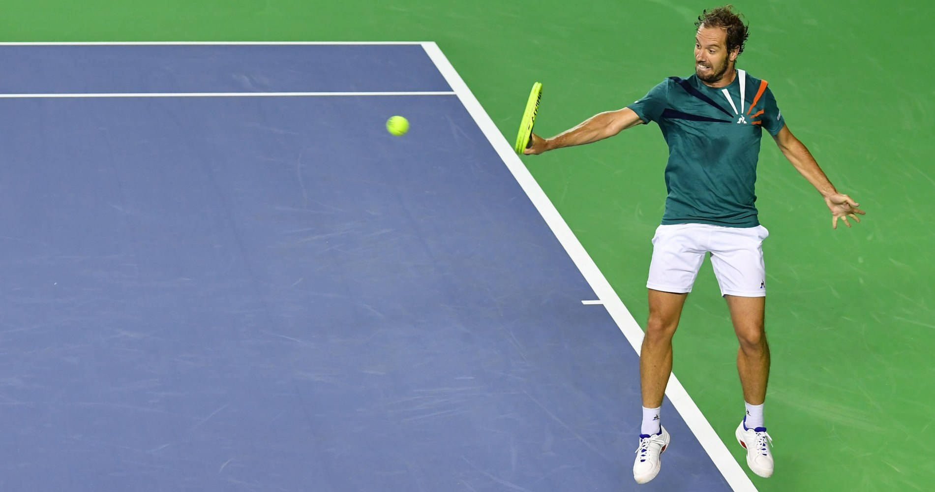 Richard Gasquet Playing Tennis Inside Court