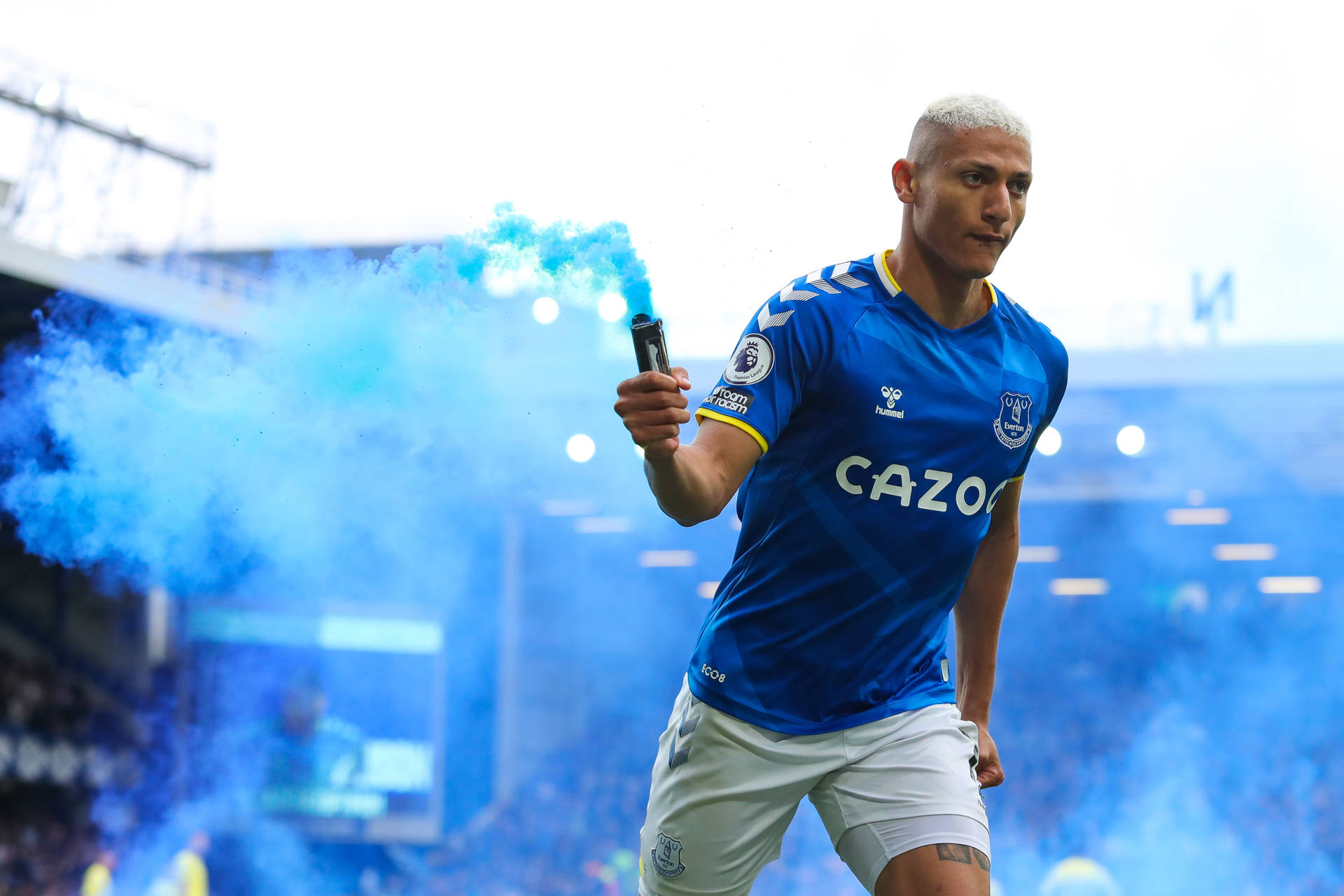 Richarlison De Andrade Holding Smoke Flare Background