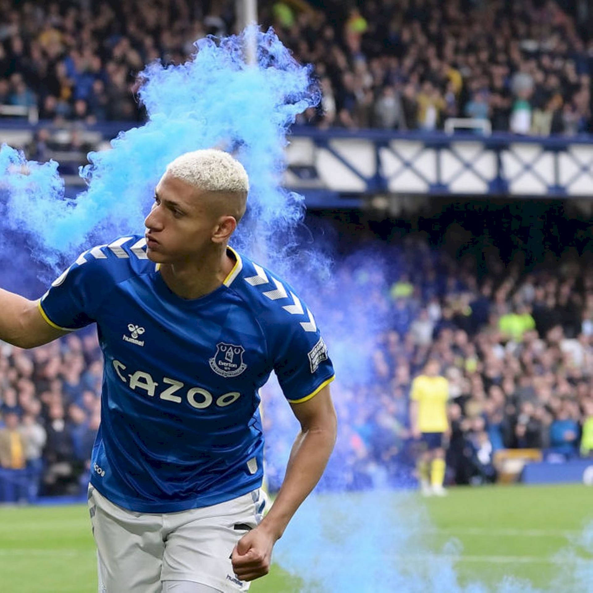 Richarlison De Andrade Running Behind Smoke