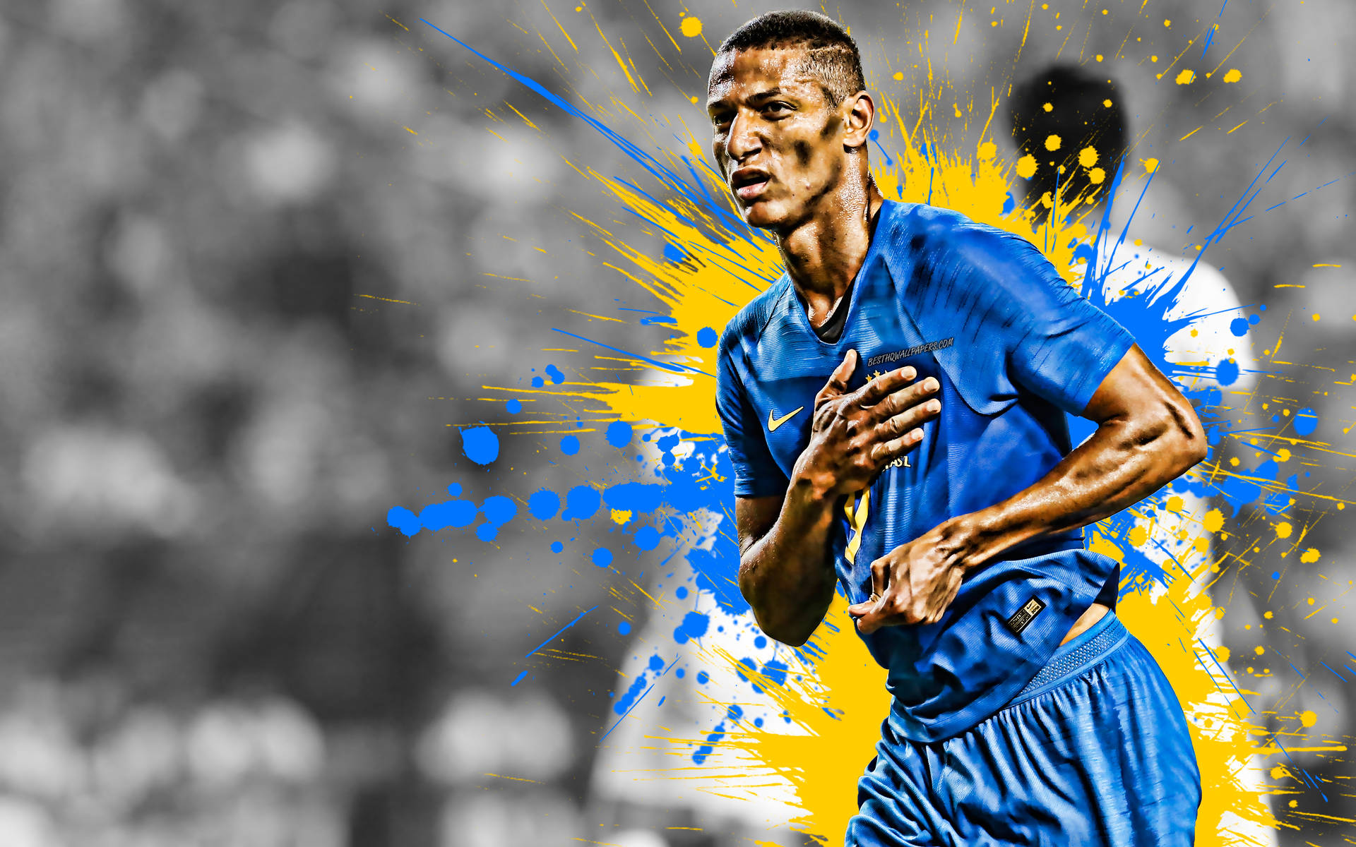 Richarlison De Andrade With Paint Splashes Background