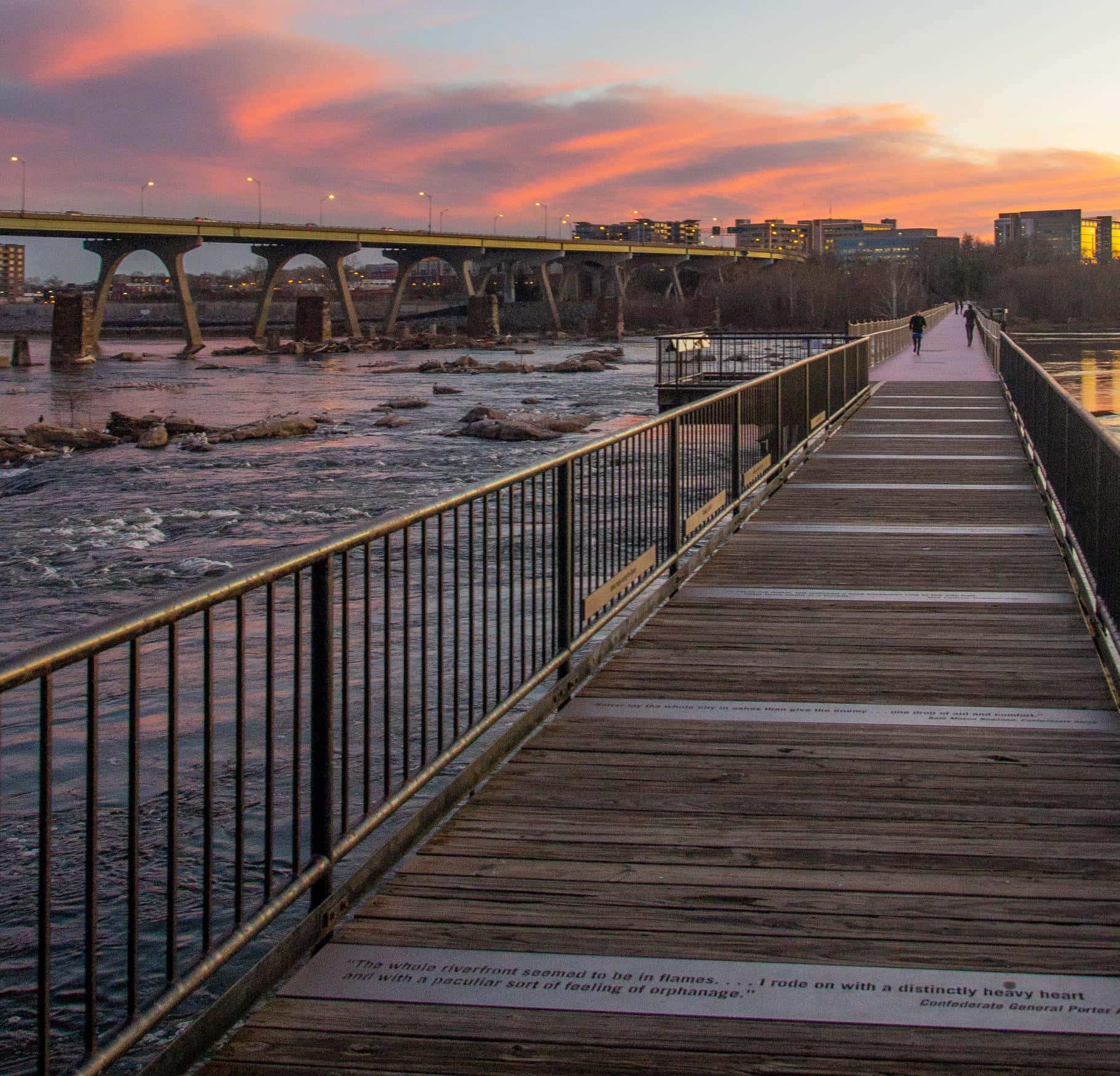 Richmond Riverfront Boardwalkat Sunset Background