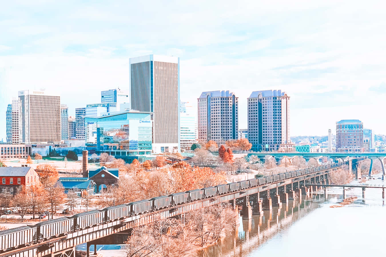 Richmond Skyline Autumn Reflection Background