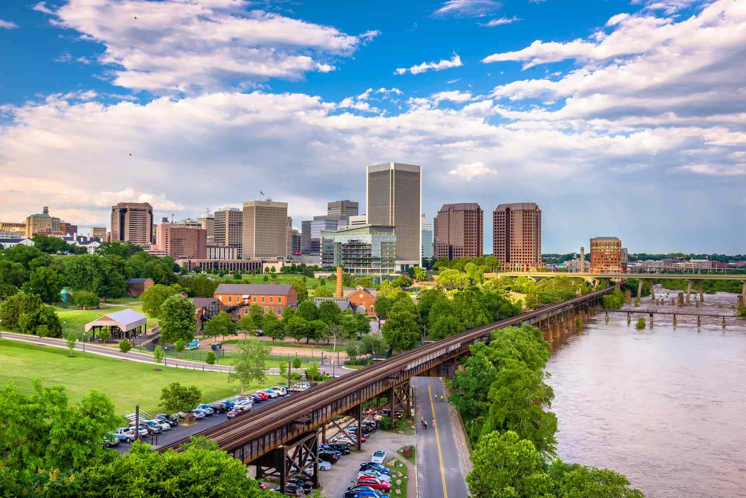 Richmond Skyline Over James River Background