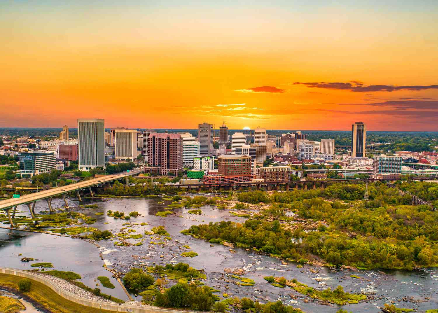 Richmond Sunset Skyline Aerial View Background