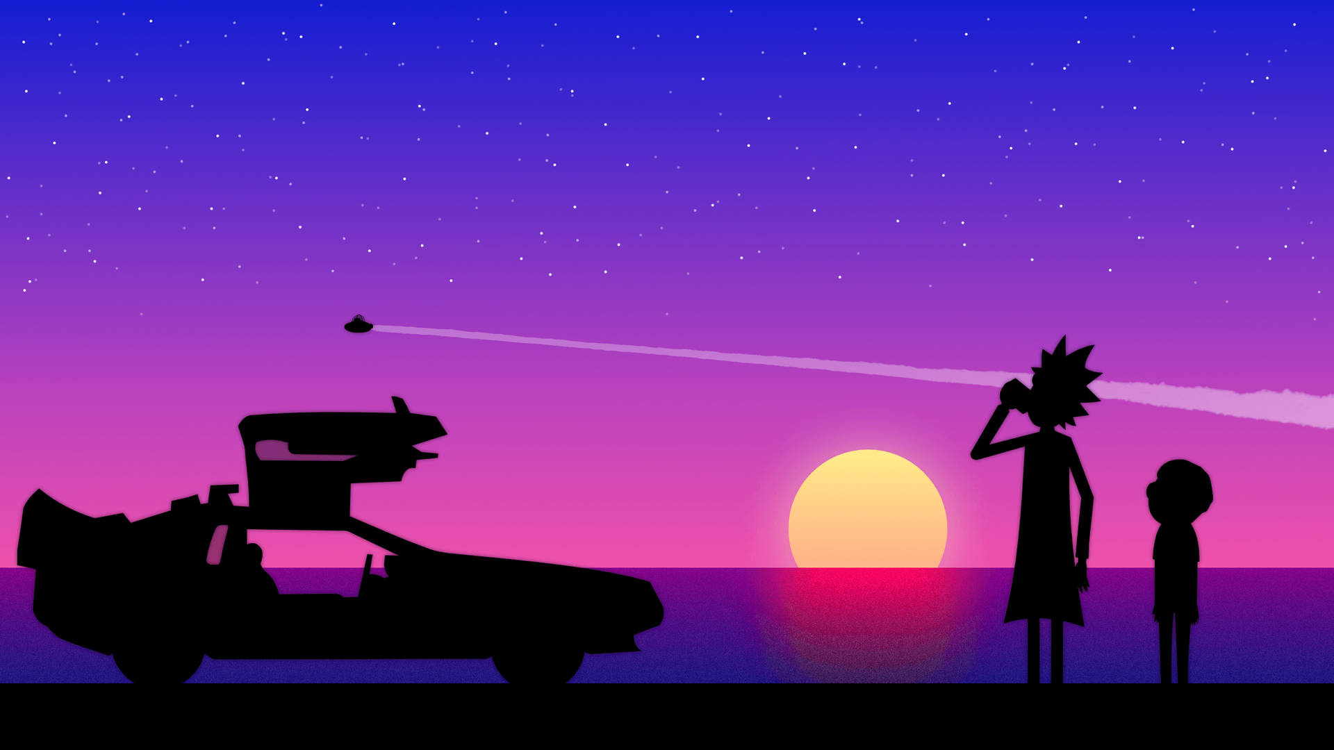Rick And Morty 4k Silhouettes Background
